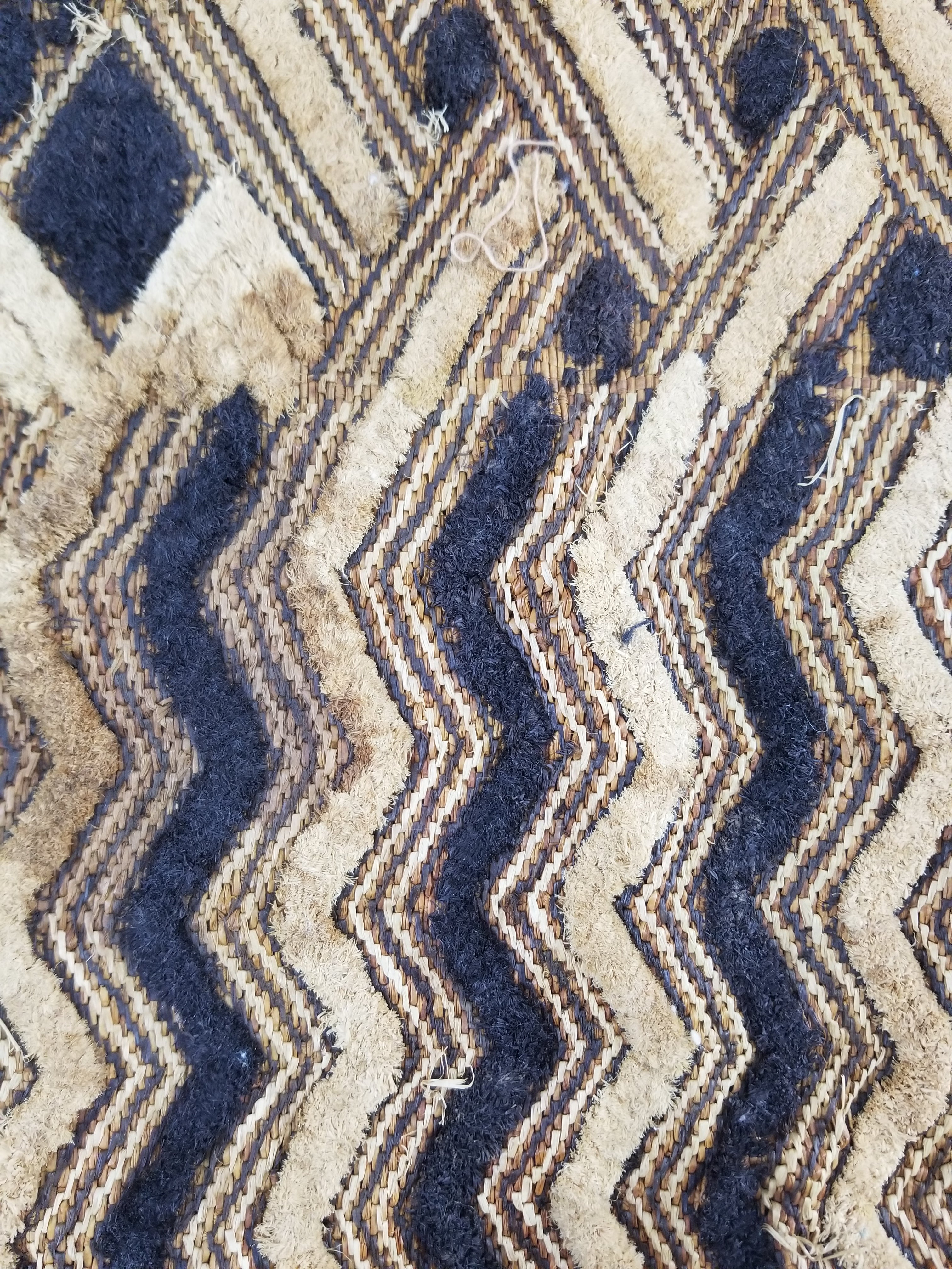Vintage African Handwoven Kuba Cloth Raffia Textile Panel 57x49cm