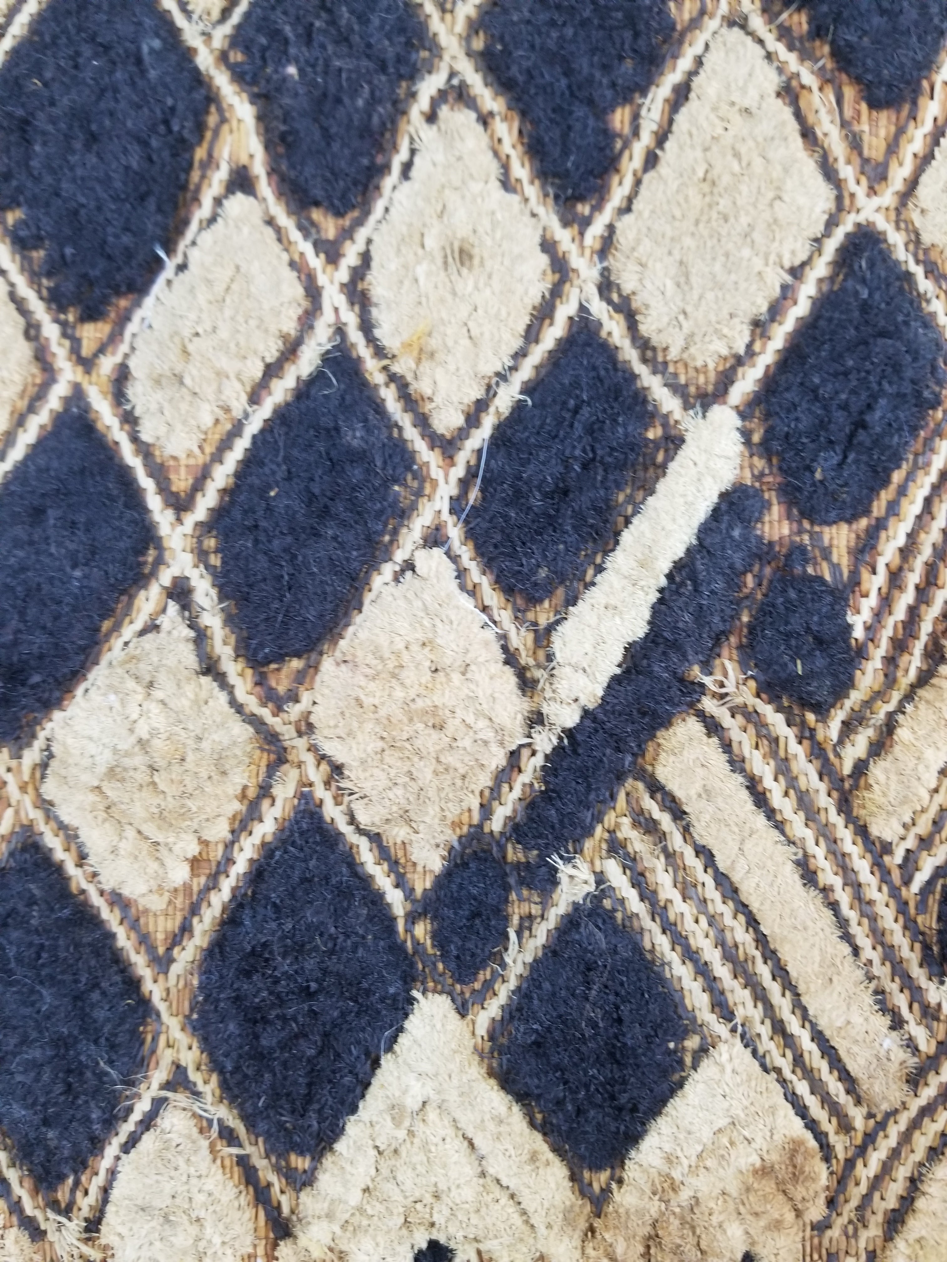 Vintage African Handwoven Kuba Cloth Raffia Textile Panel 57x49cm