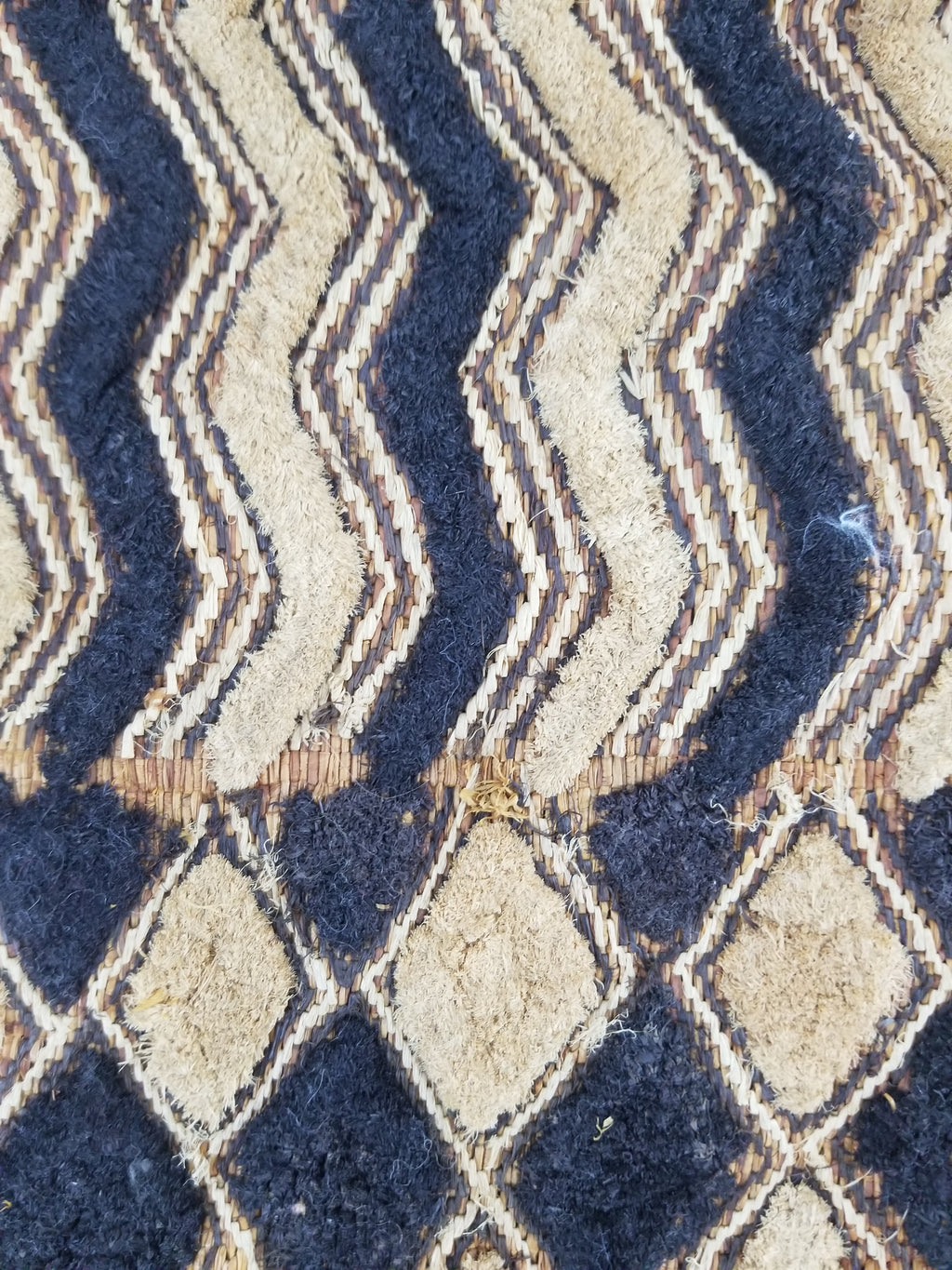 Vintage African Handwoven Kuba Cloth Raffia Textile Panel 57x49cm