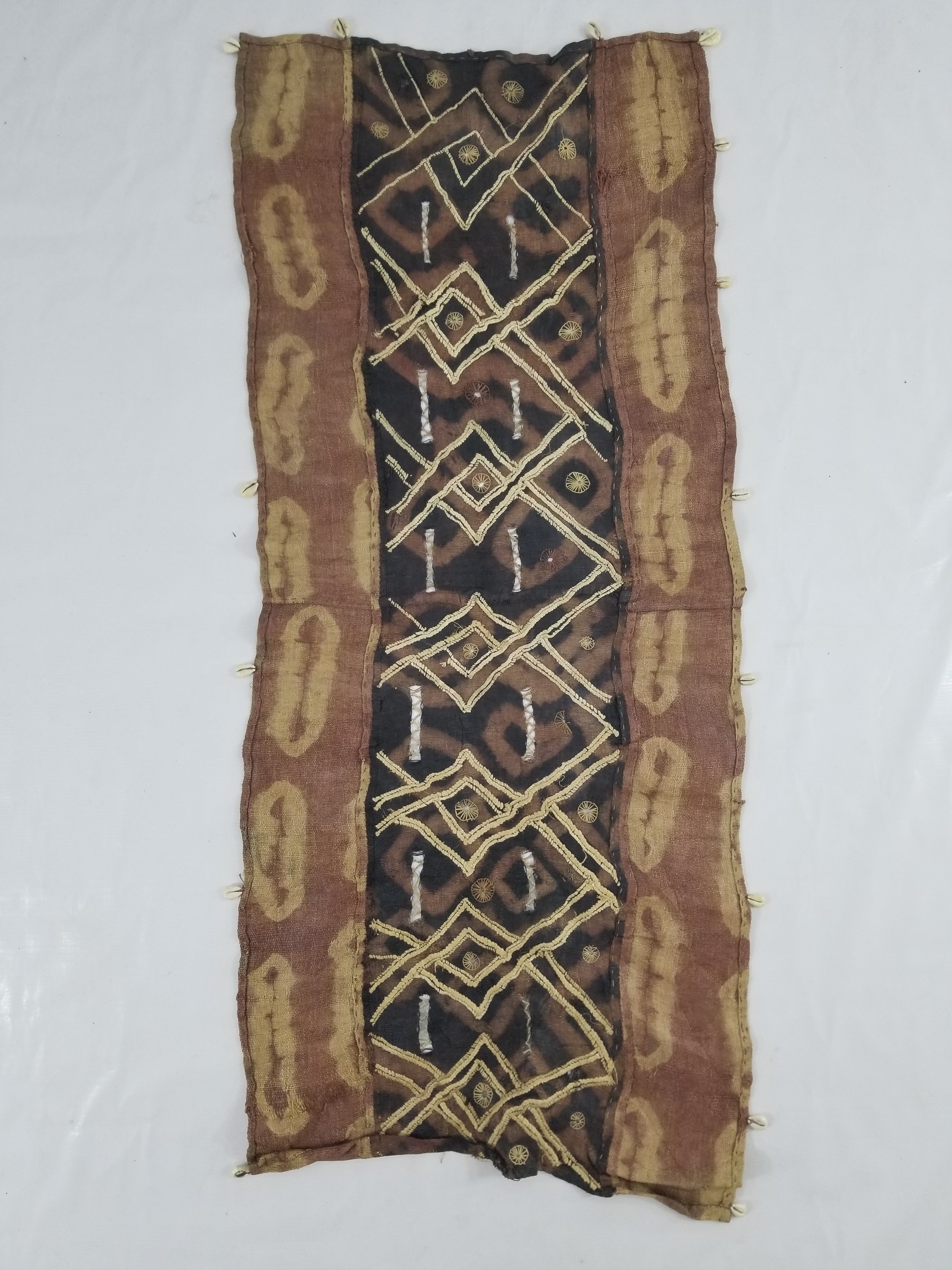 Vintage African Handwoven Kuba Cloth Raffia Textile Panel 123x51cm