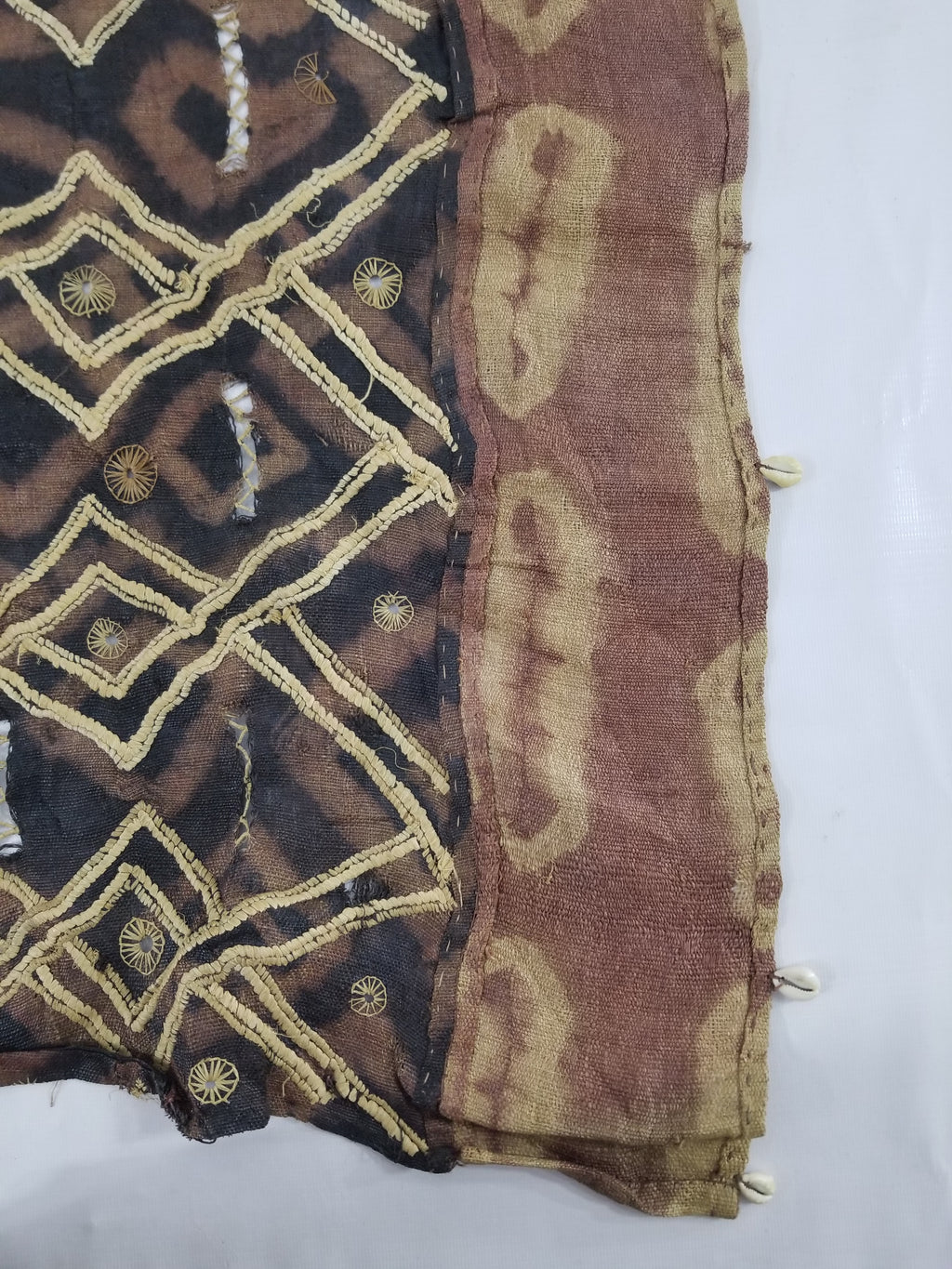 Vintage African Handwoven Kuba Cloth Raffia Textile Panel 123x51cm