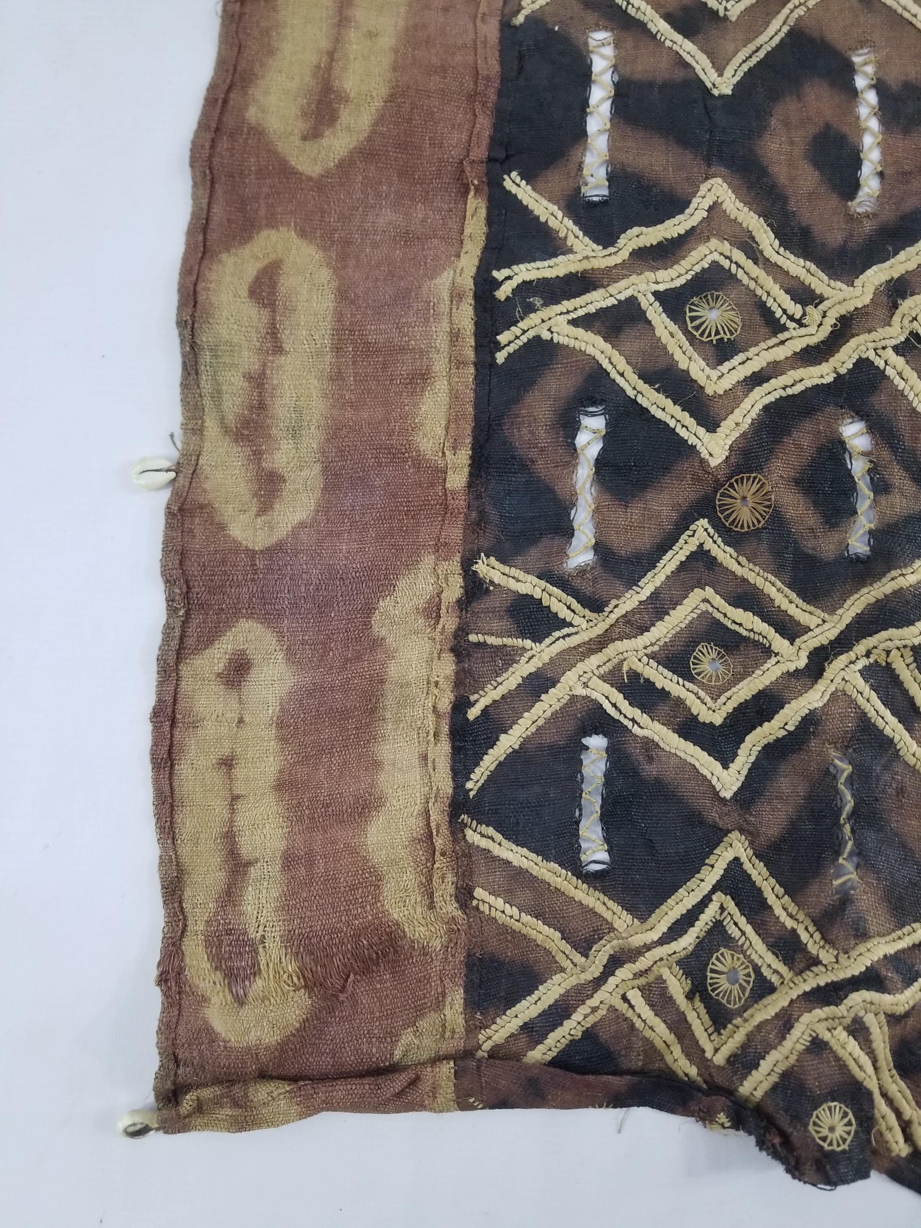 Vintage African Handwoven Kuba Cloth Raffia Textile Panel 123x51cm