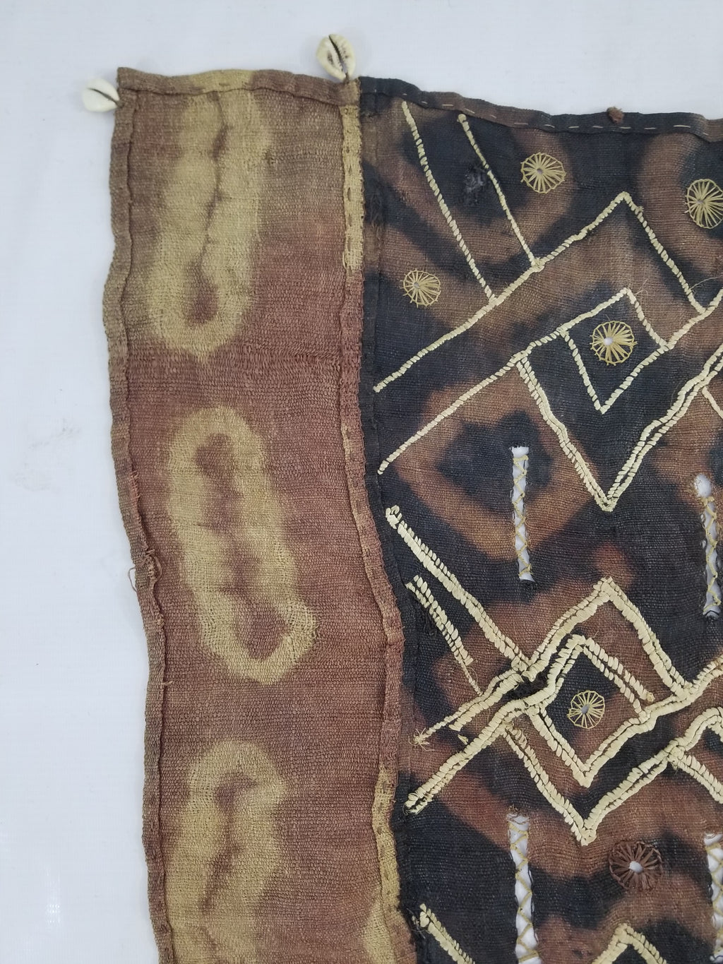 Vintage African Handwoven Kuba Cloth Raffia Textile Panel 123x51cm