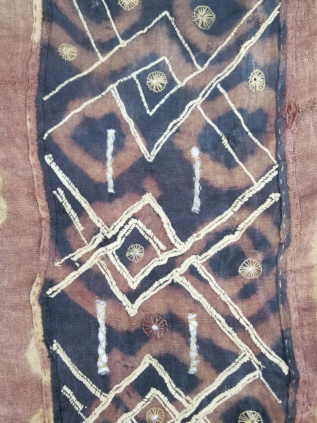 Vintage African Handwoven Kuba Cloth Raffia Textile Panel 123x51cm