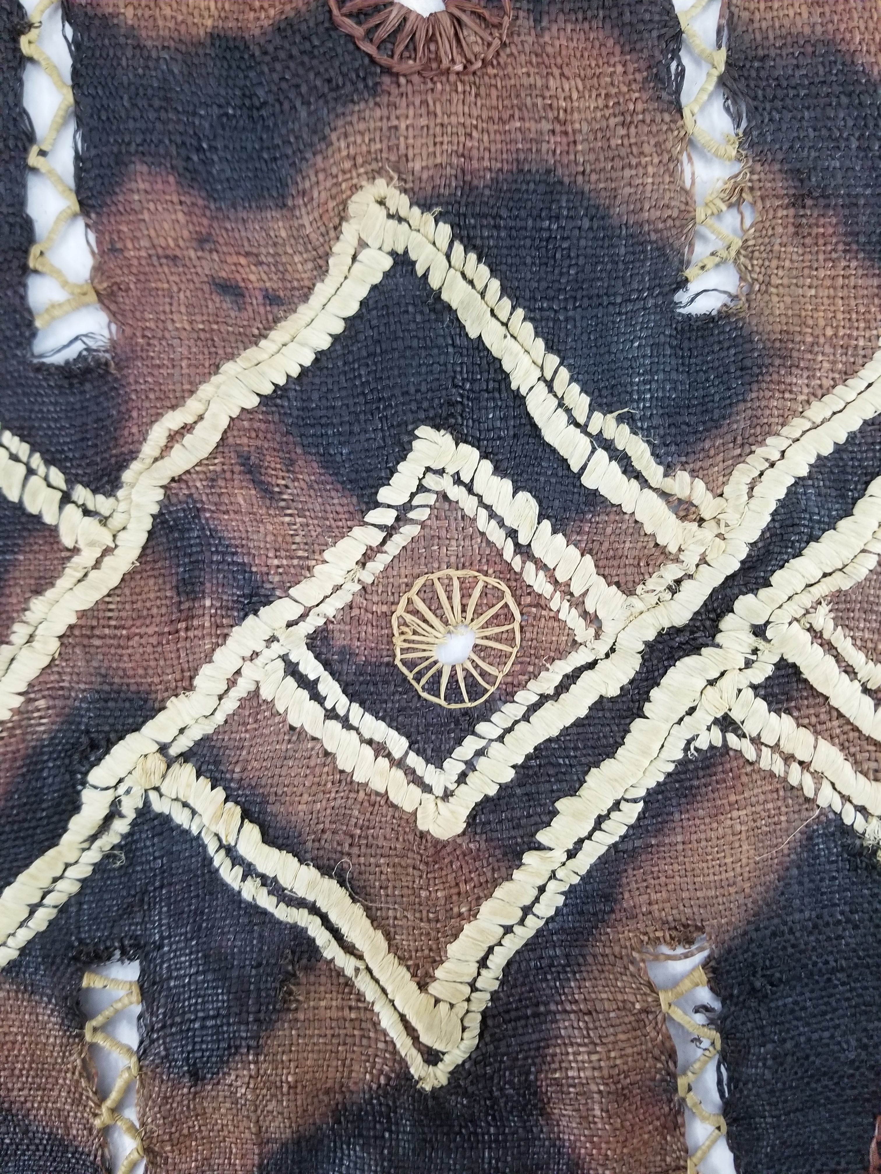 Vintage African Handwoven Kuba Cloth Raffia Textile Panel 123x51cm