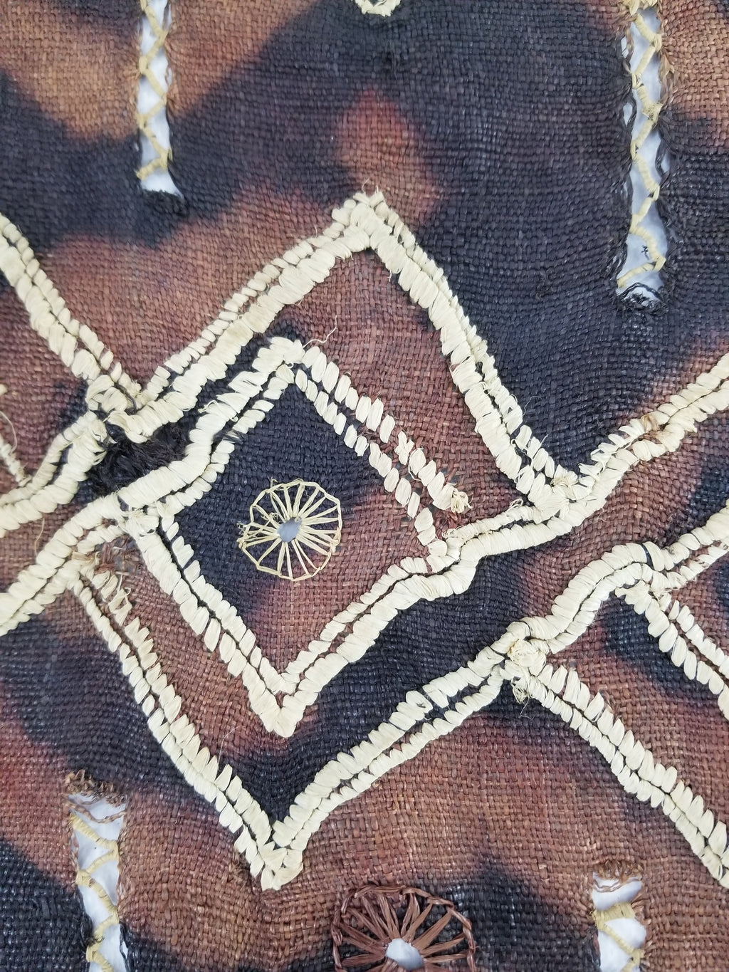 Vintage African Handwoven Kuba Cloth Raffia Textile Panel 123x51cm