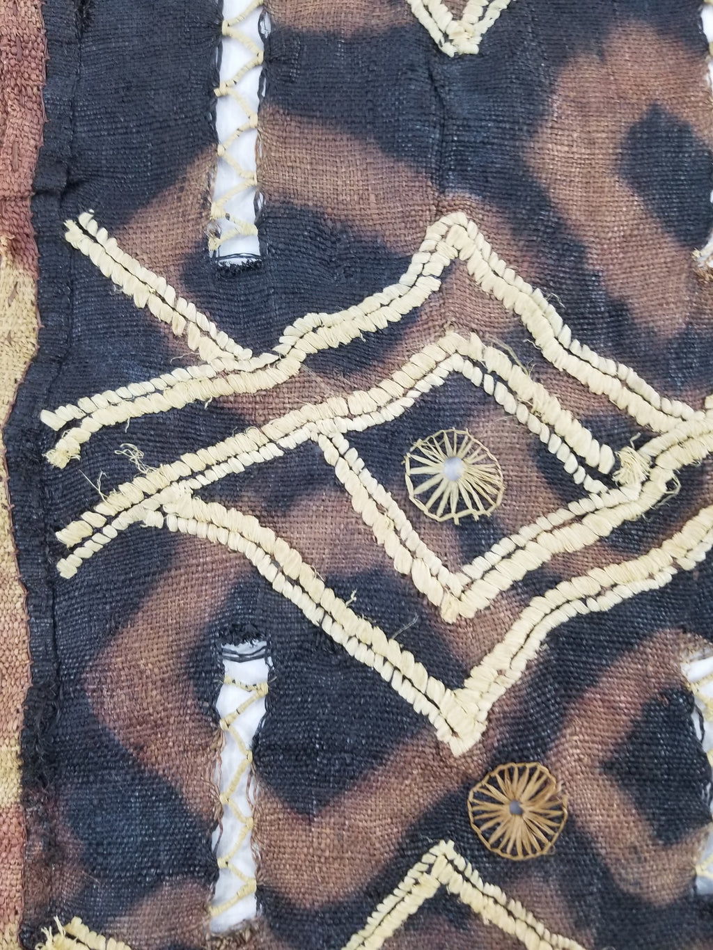 Vintage African Handwoven Kuba Cloth Raffia Textile Panel 123x51cm