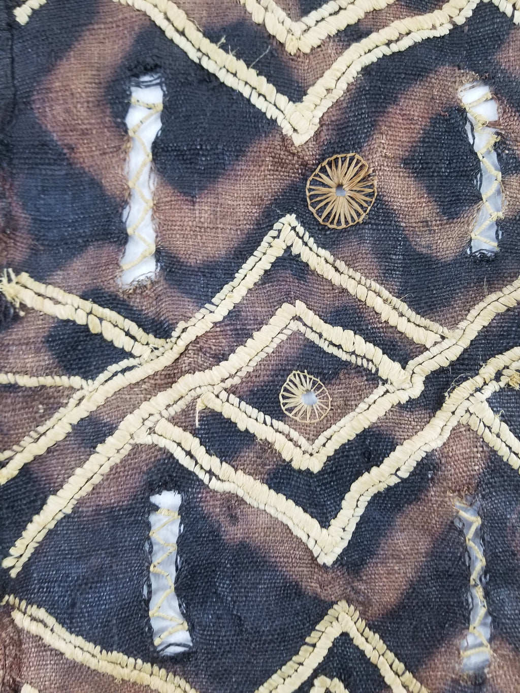 Vintage African Handwoven Kuba Cloth Raffia Textile Panel 123x51cm