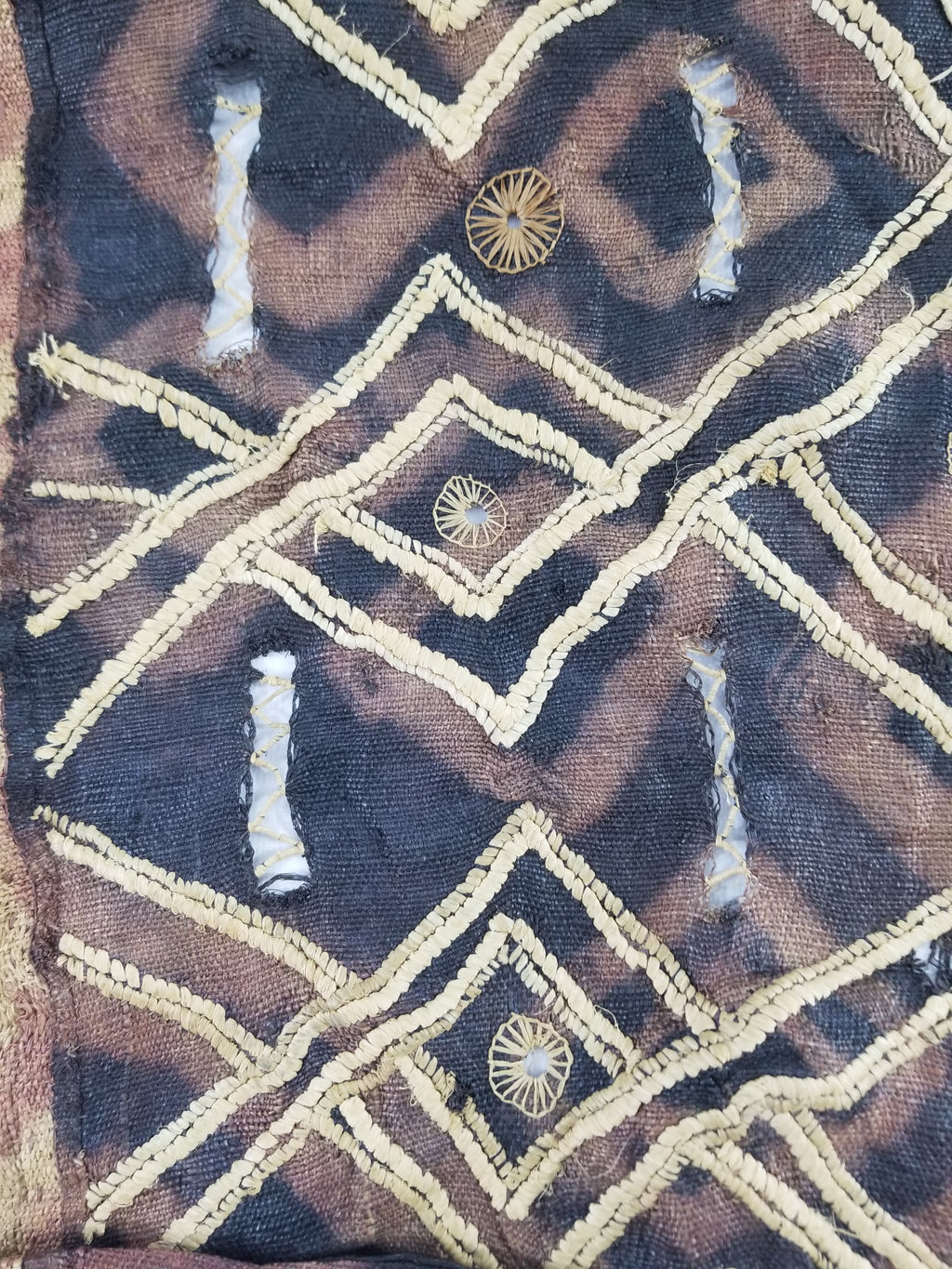 Vintage African Handwoven Kuba Cloth Raffia Textile Panel 123x51cm