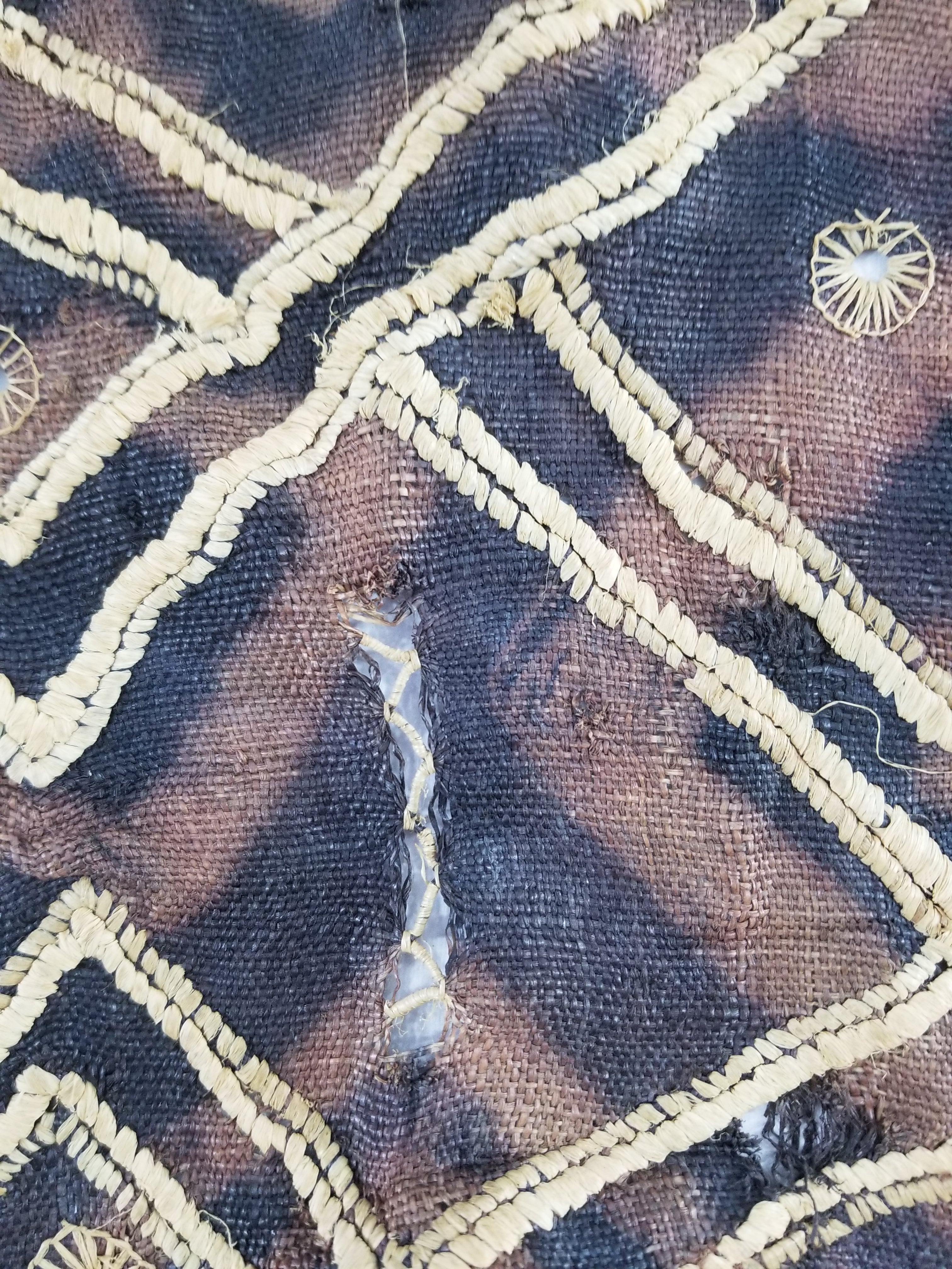 Vintage African Handwoven Kuba Cloth Raffia Textile Panel 123x51cm