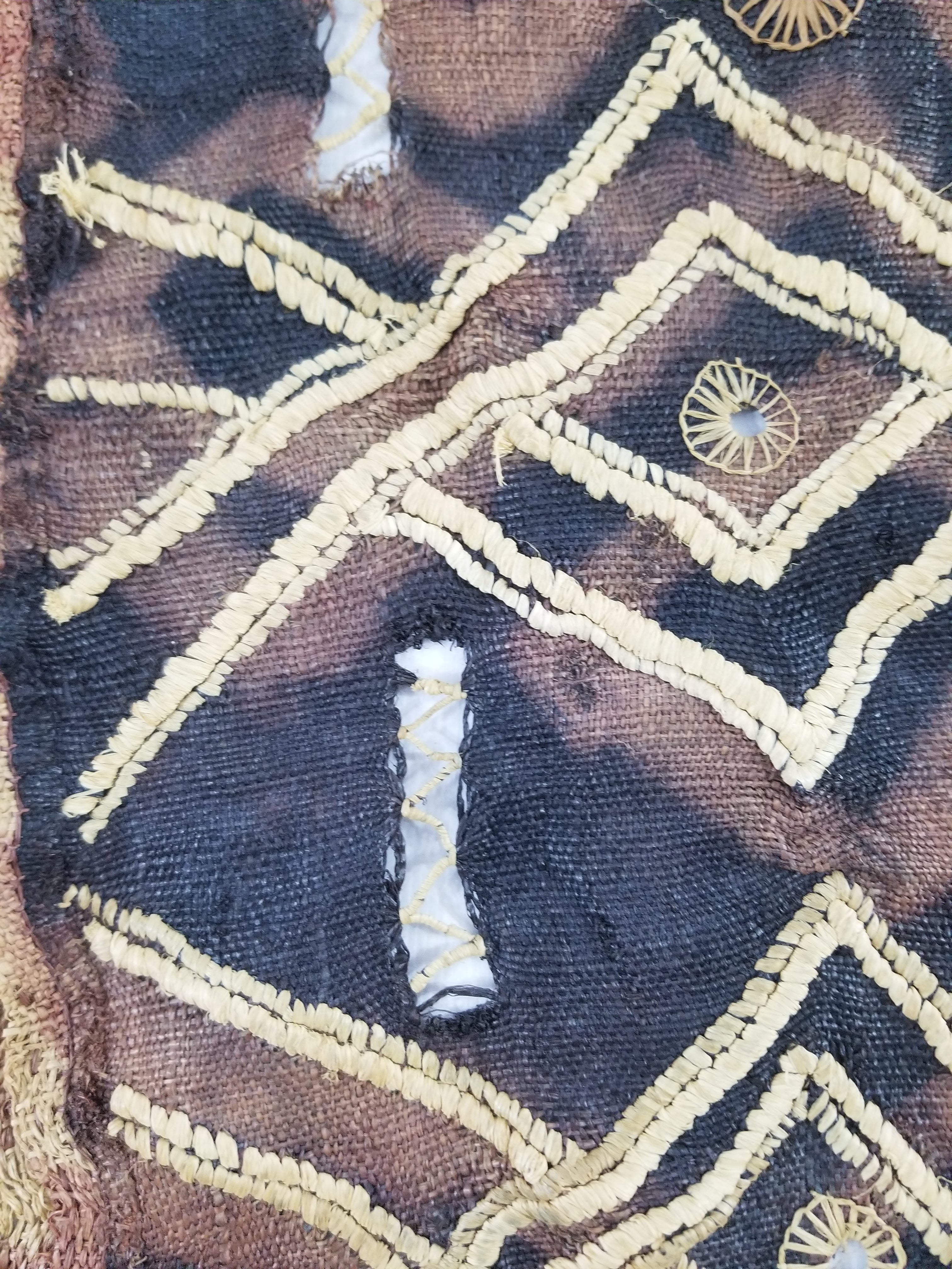Vintage African Handwoven Kuba Cloth Raffia Textile Panel 123x51cm