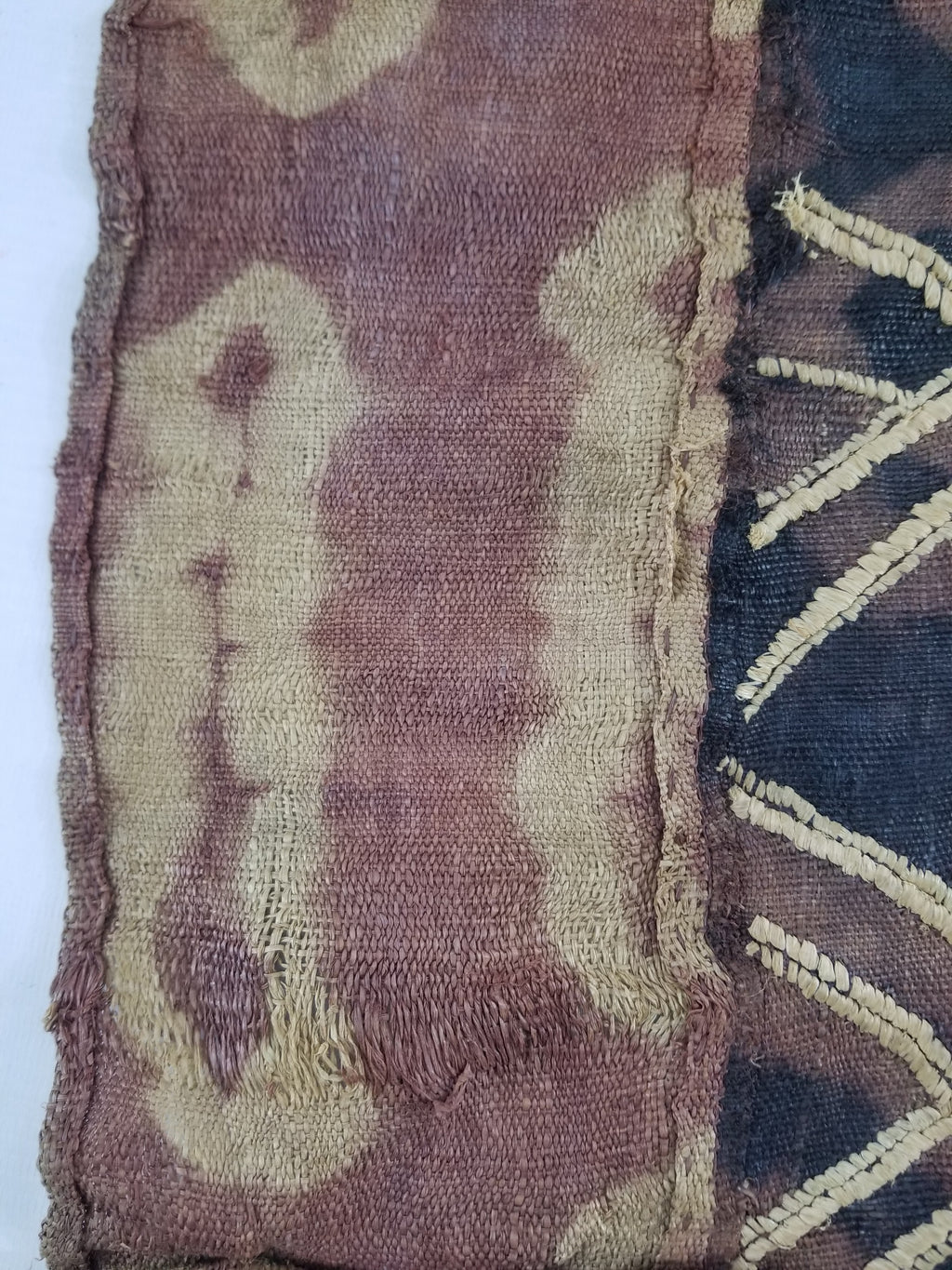 Vintage African Handwoven Kuba Cloth Raffia Textile Panel 123x51cm