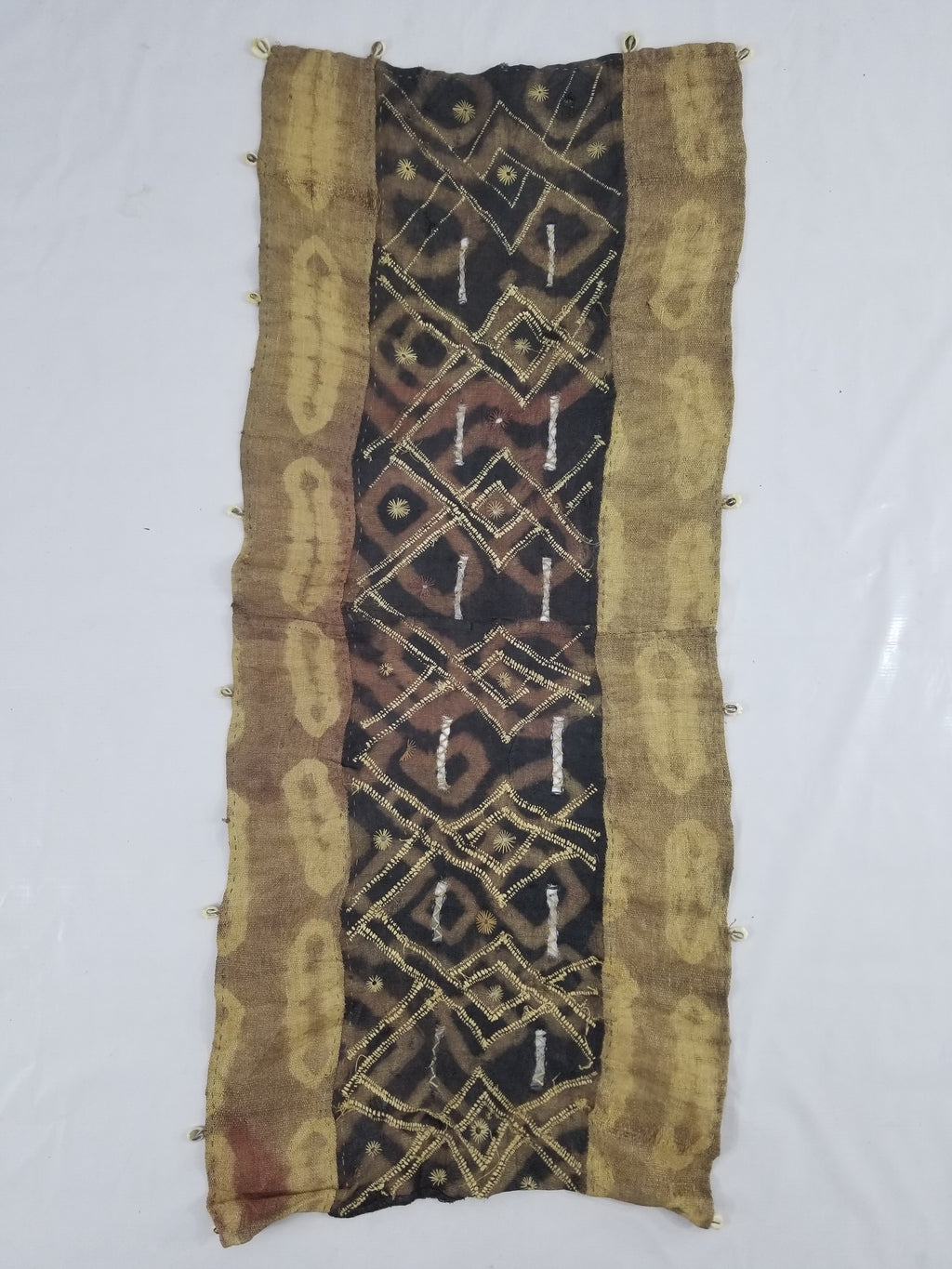 Vintage African Handwoven Kuba Cloth Raffia Textile Panel 123x51cm