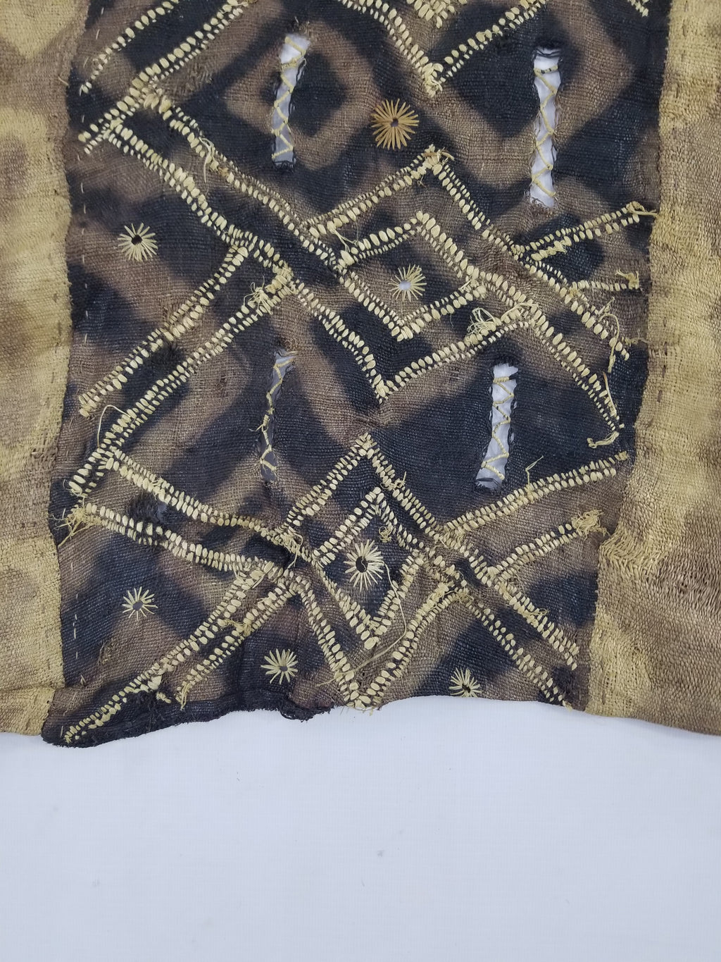 Vintage African Handwoven Kuba Cloth Raffia Textile Panel 123x51cm
