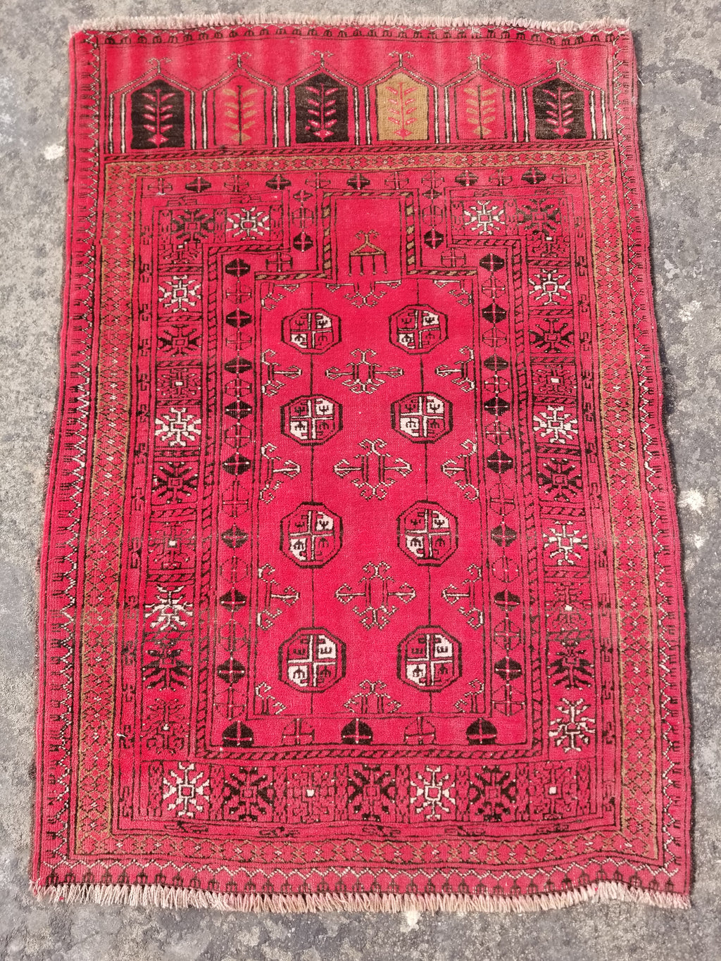 Antique Traditional Handmade Bokhara Wool Multicolor Rug 4x2.6 ft