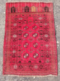Antique Traditional Handmade Bokhara Wool Multicolor Rug 4x2.6 ft
