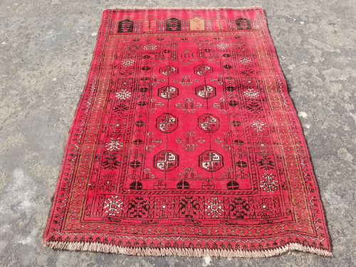 Antique Traditional Handmade Bokhara Wool Multicolor Rug 4x2.6 ft
