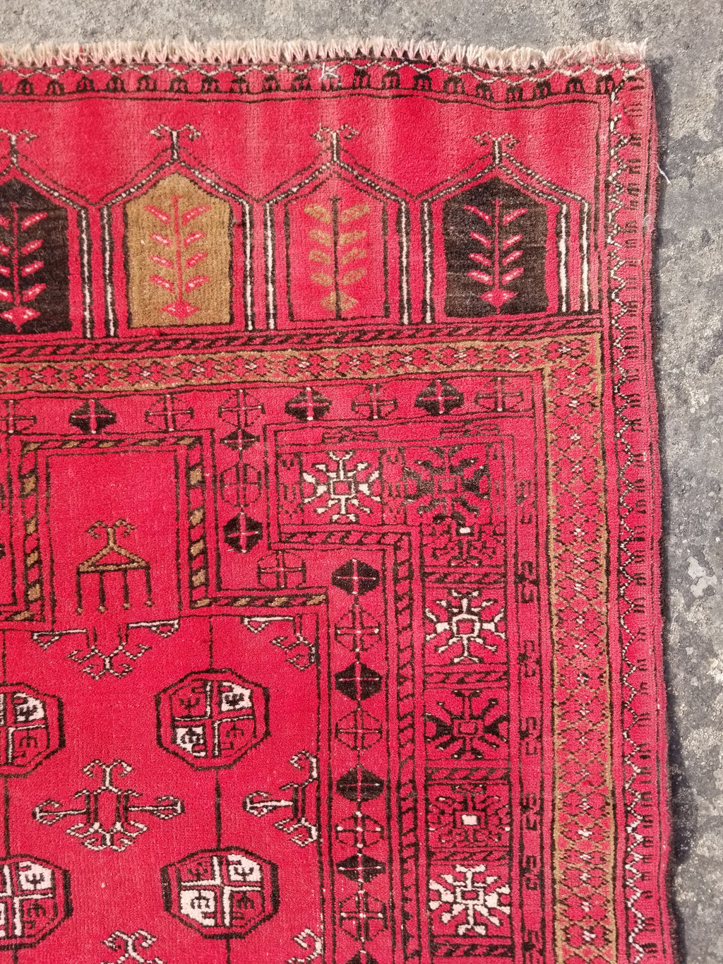 Antique Traditional Handmade Bokhara Wool Multicolor Rug 4x2.6 ft
