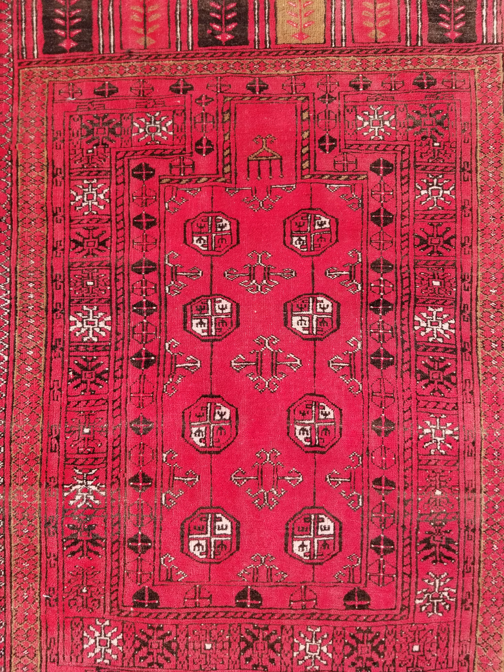 Antique Traditional Handmade Bokhara Wool Multicolor Rug 4x2.6 ft
