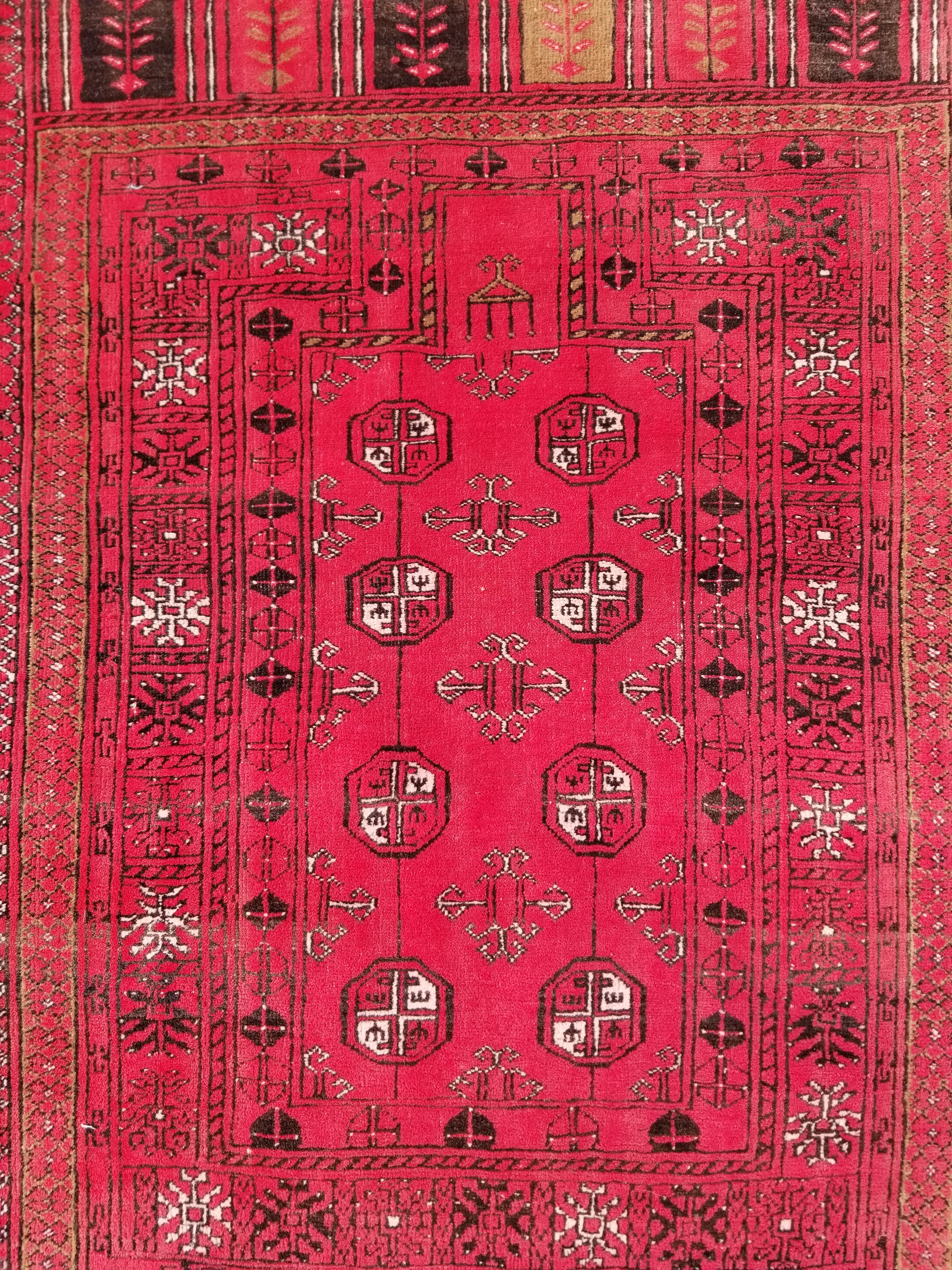 Antique Traditional Handmade Bokhara Wool Multicolor Rug 4x2.6 ft