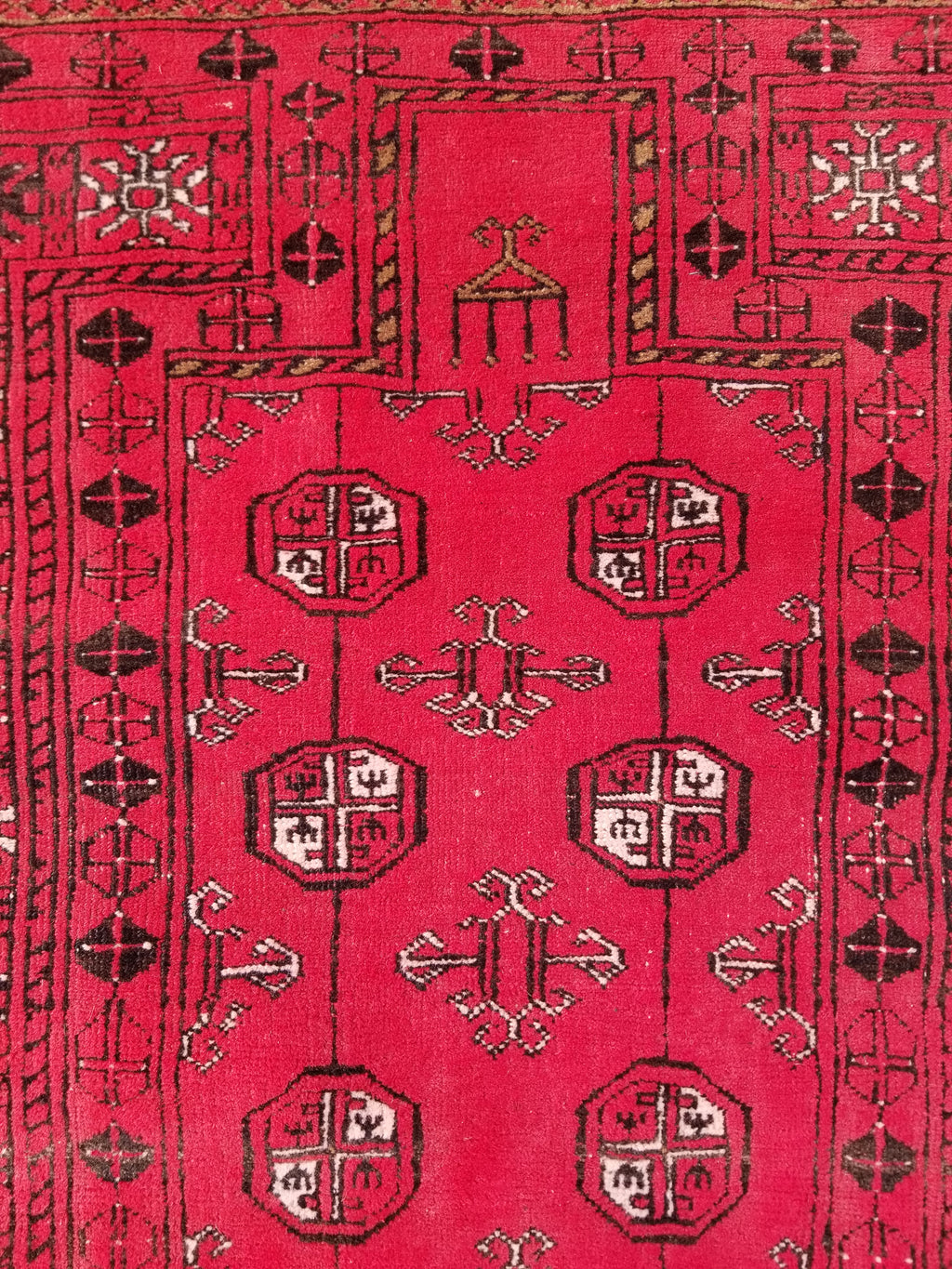 Antique Traditional Handmade Bokhara Wool Multicolor Rug 4x2.6 ft