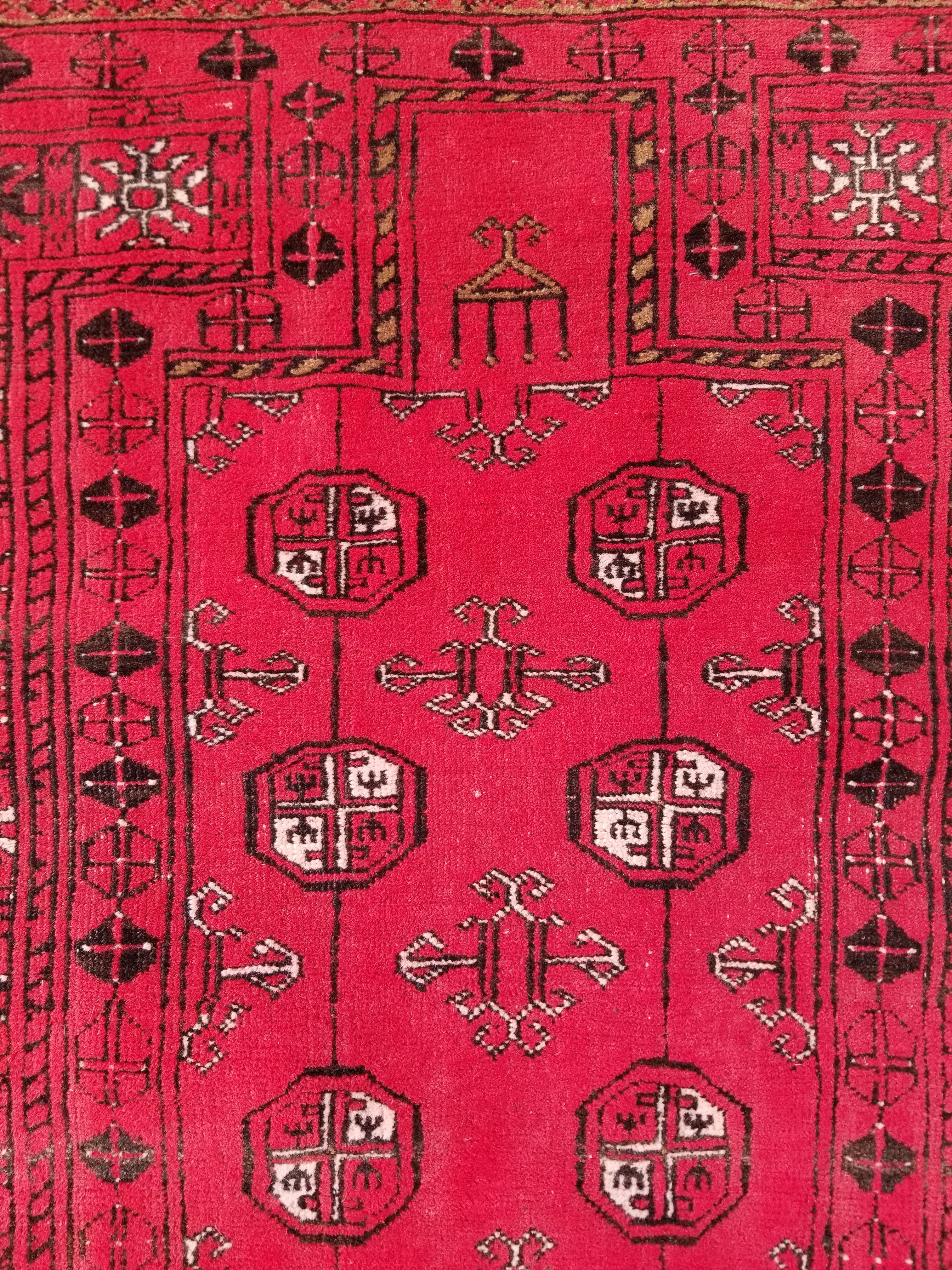 Antique Traditional Handmade Bokhara Wool Multicolor Rug 4x2.6 ft