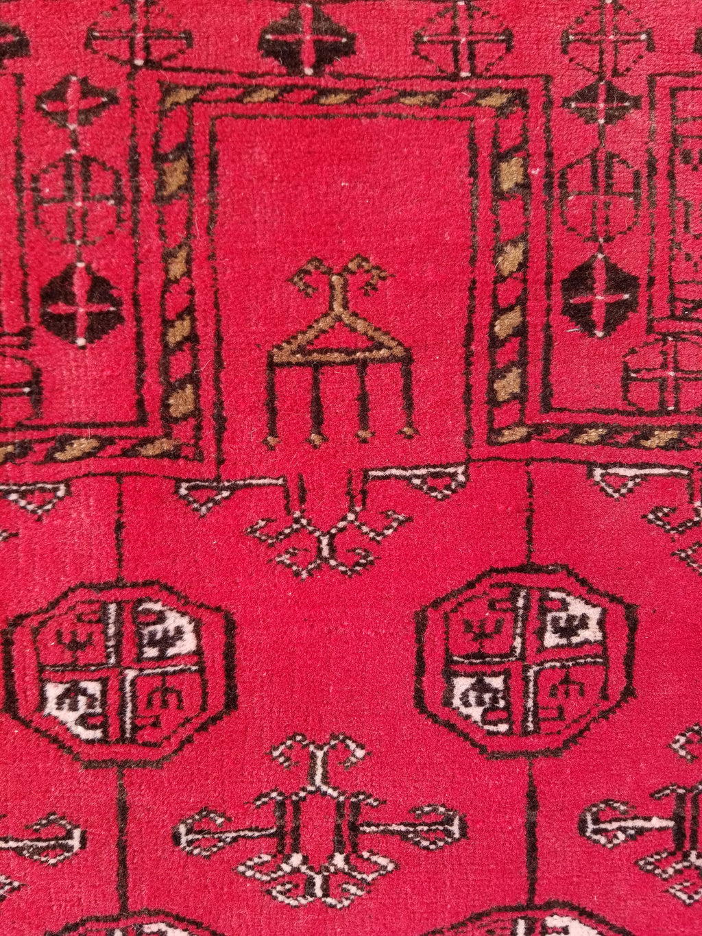 Antique Traditional Handmade Bokhara Wool Multicolor Rug 4x2.6 ft