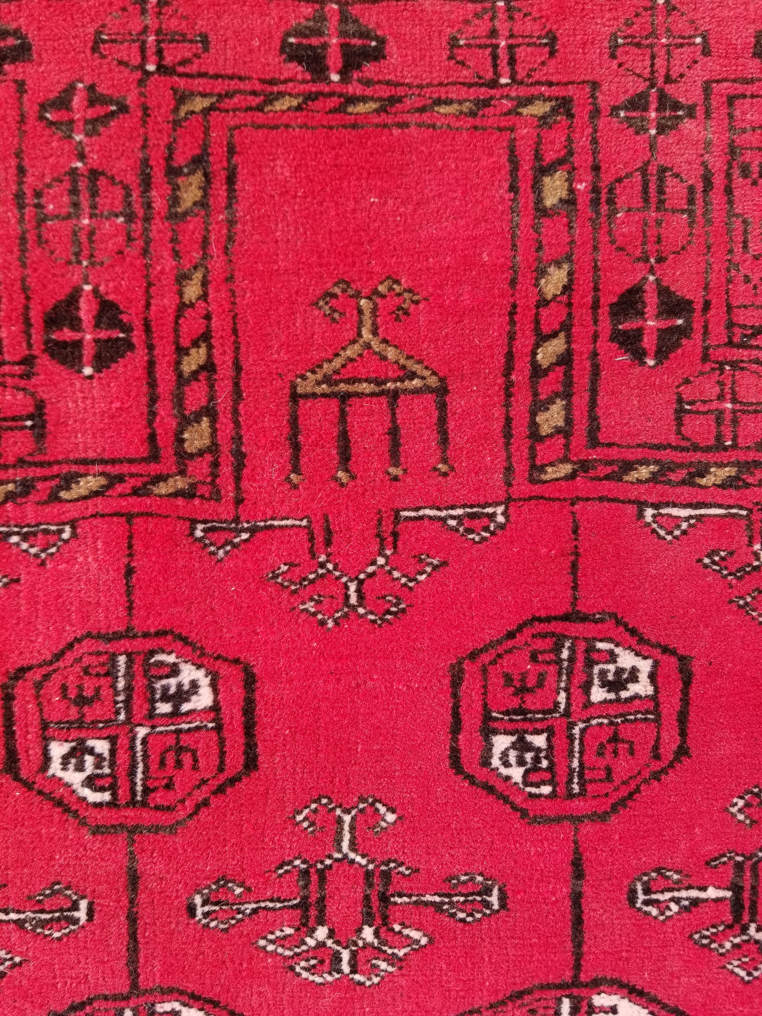 Antique Traditional Handmade Bokhara Wool Multicolor Rug 4x2.6 ft