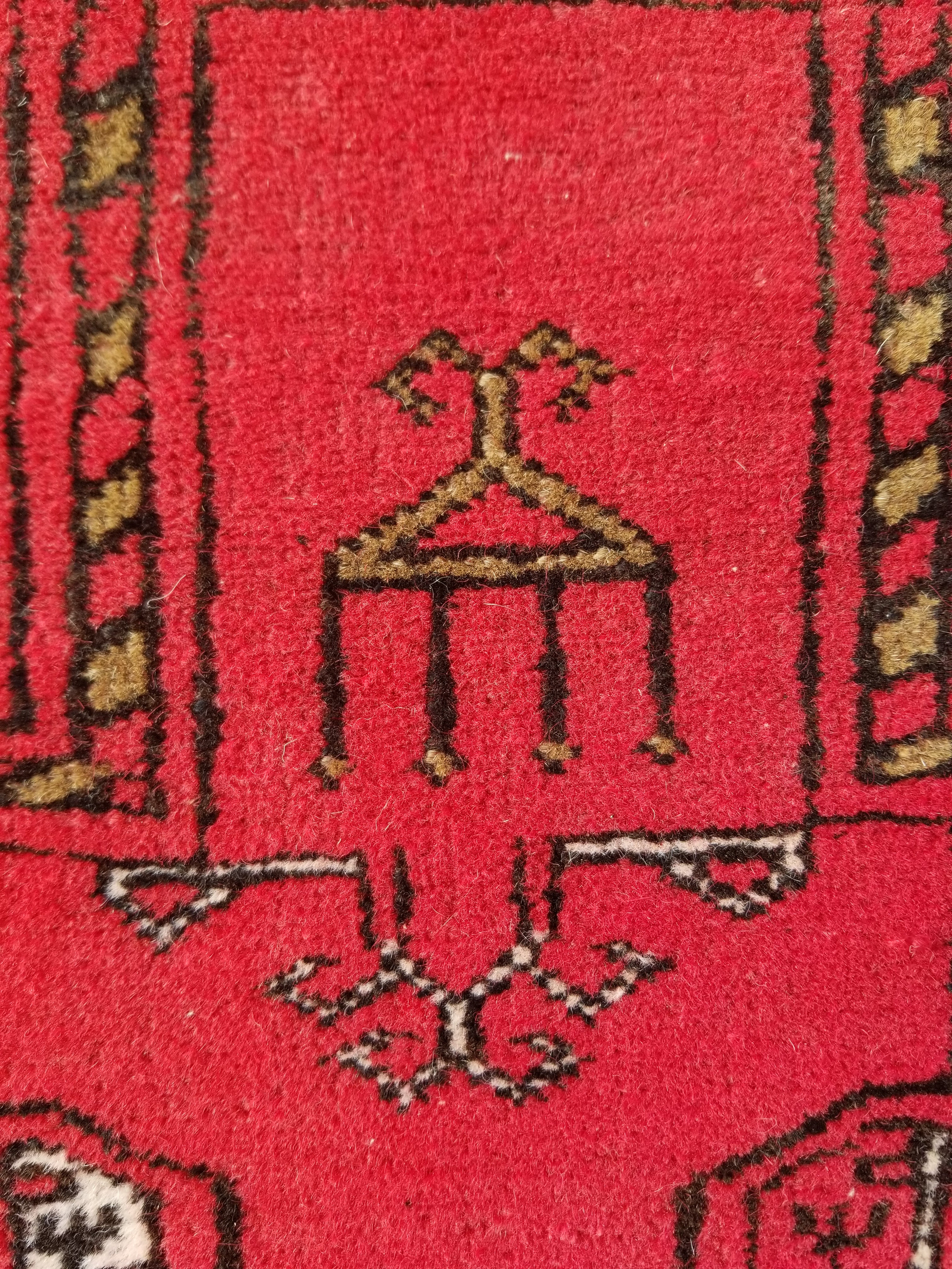 Antique Traditional Handmade Bokhara Wool Multicolor Rug 4x2.6 ft