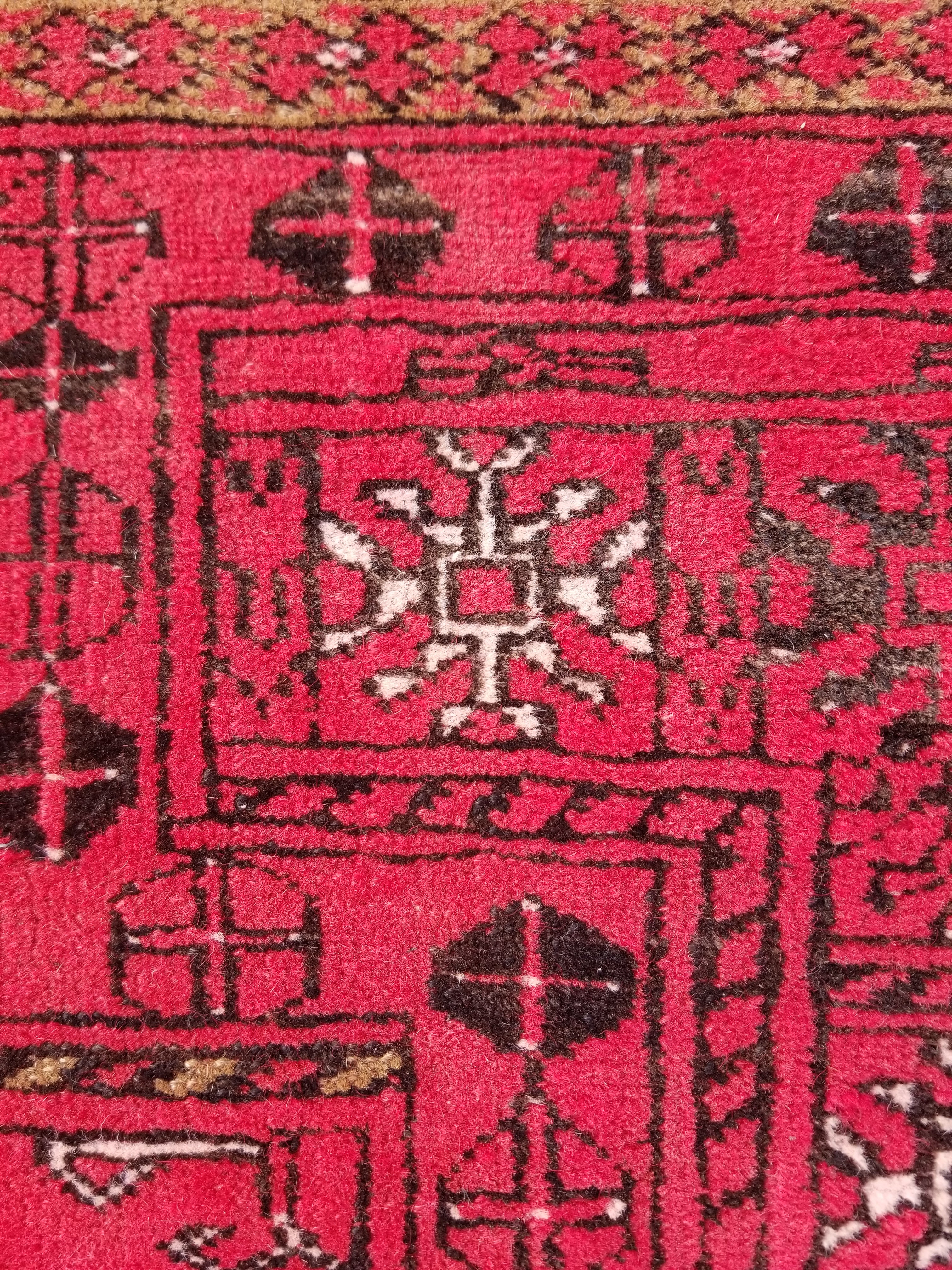 Antique Traditional Handmade Bokhara Wool Multicolor Rug 4x2.6 ft