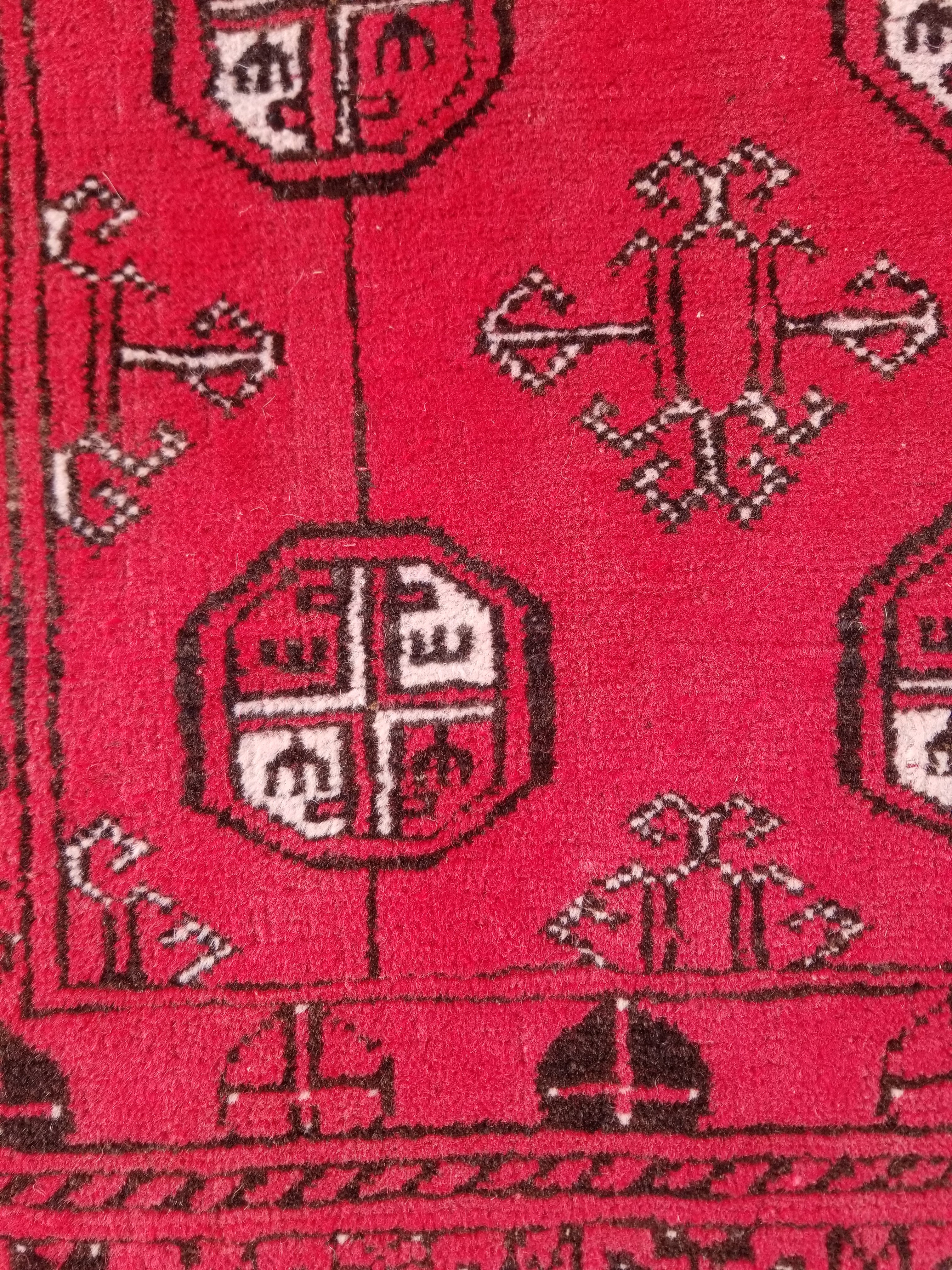 Antique Traditional Handmade Bokhara Wool Multicolor Rug 4x2.6 ft