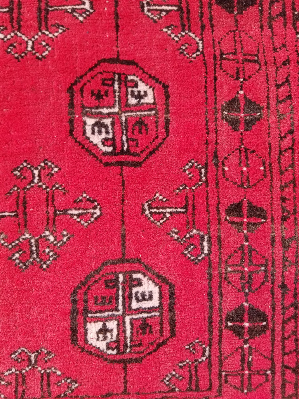Antique Traditional Handmade Bokhara Wool Multicolor Rug 4x2.6 ft