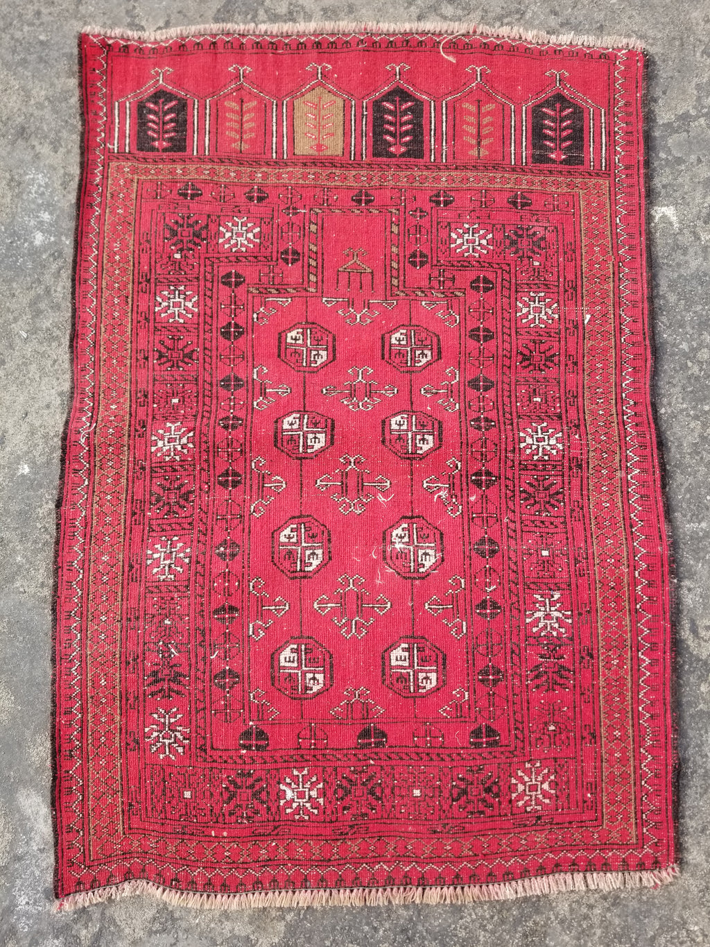 Antique Traditional Handmade Bokhara Wool Multicolor Rug 4x2.6 ft