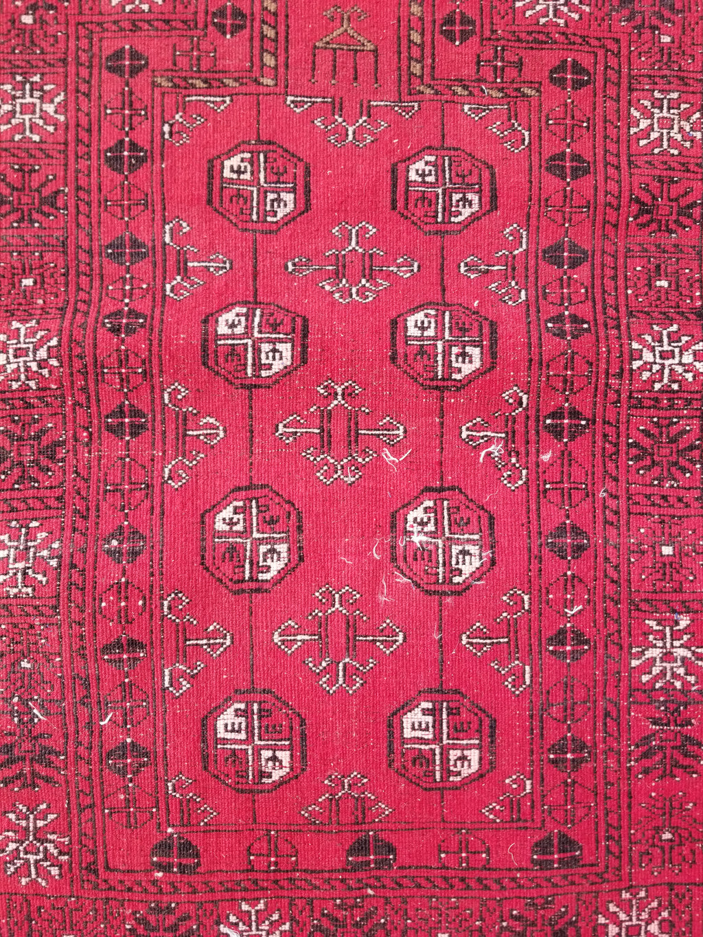 Antique Traditional Handmade Bokhara Wool Multicolor Rug 4x2.6 ft