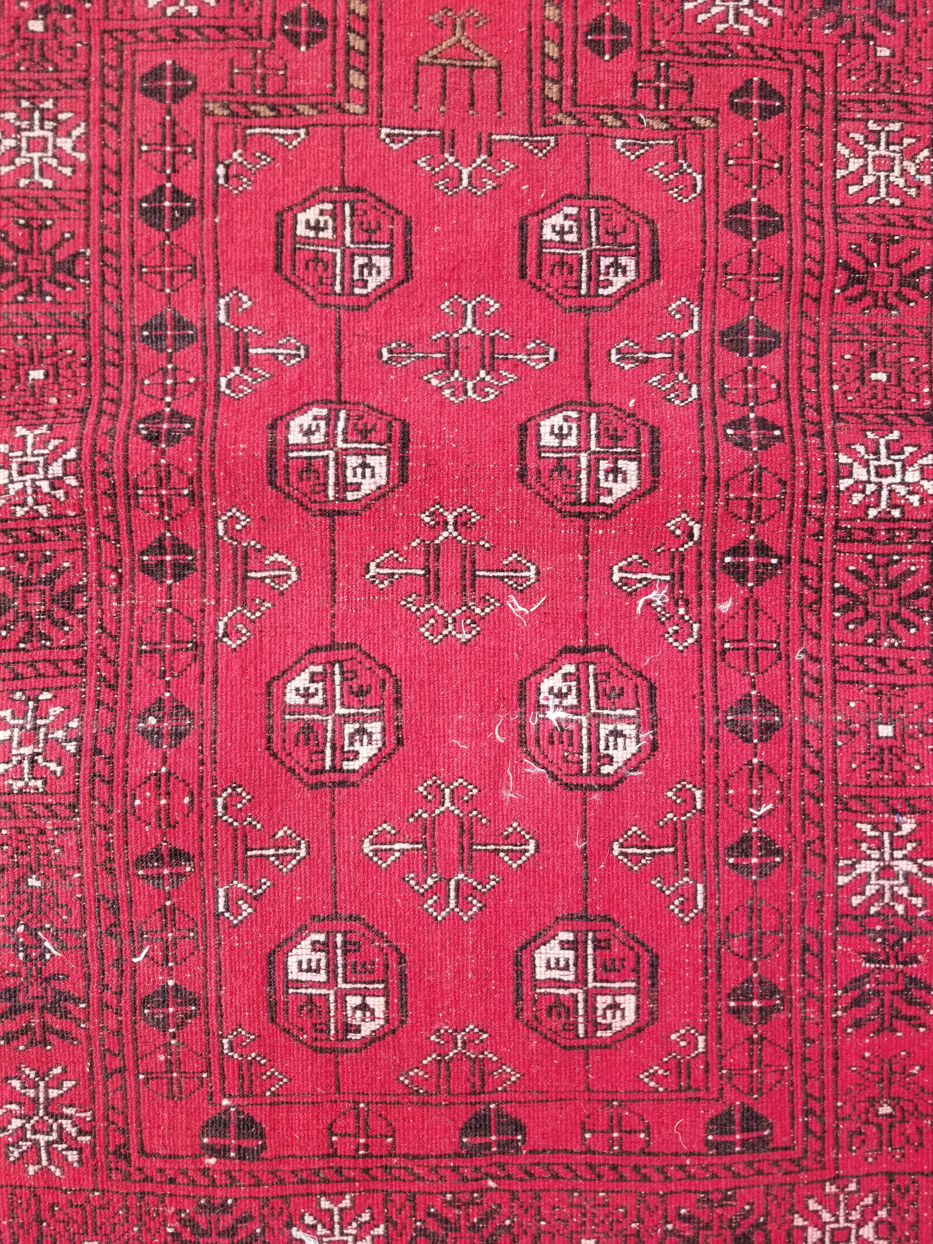 Antique Traditional Handmade Bokhara Wool Multicolor Rug 4x2.6 ft
