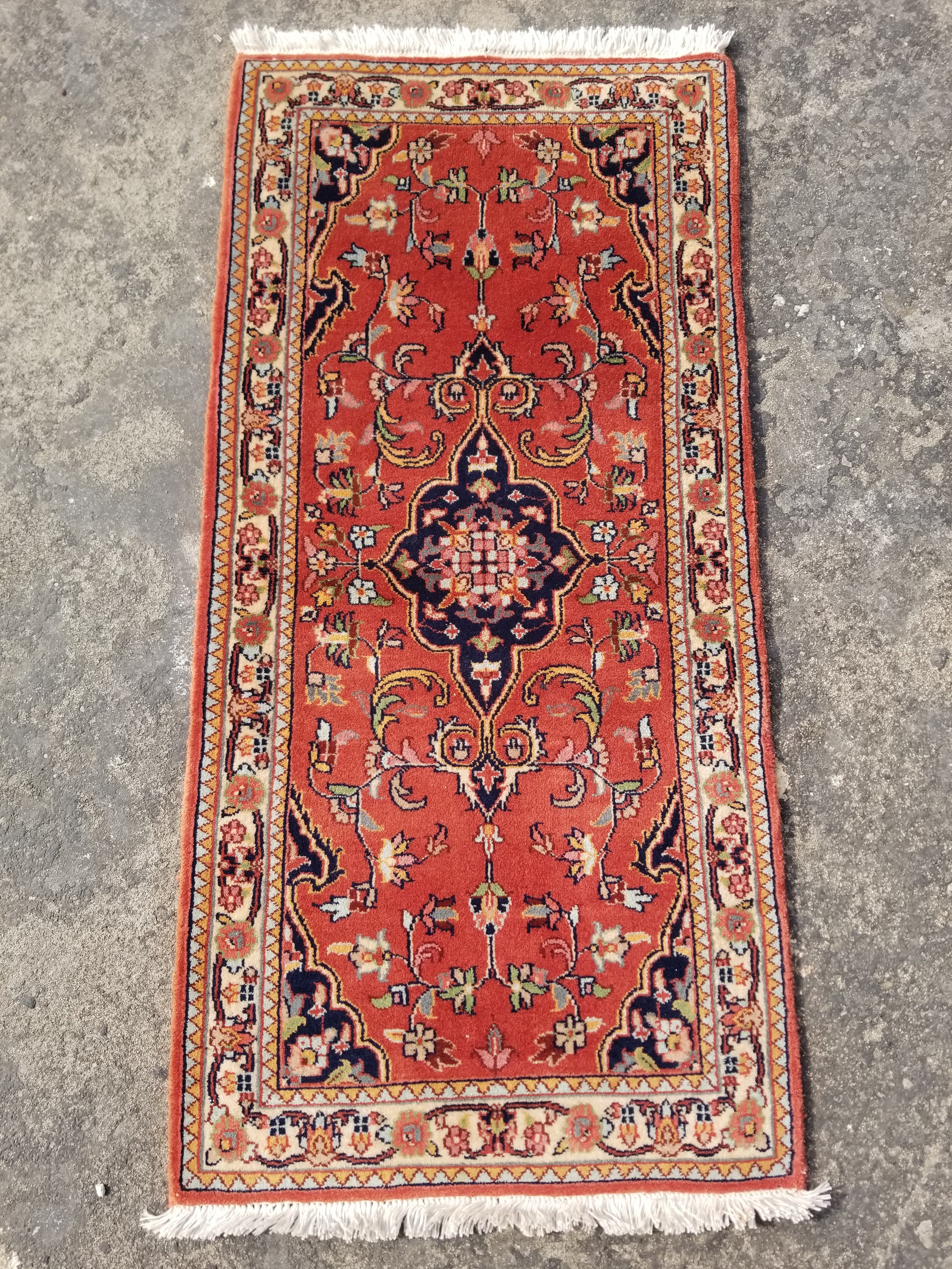 Vintage Traditional Handmade Oriental Wool Multicolor Rug 121x61cm
