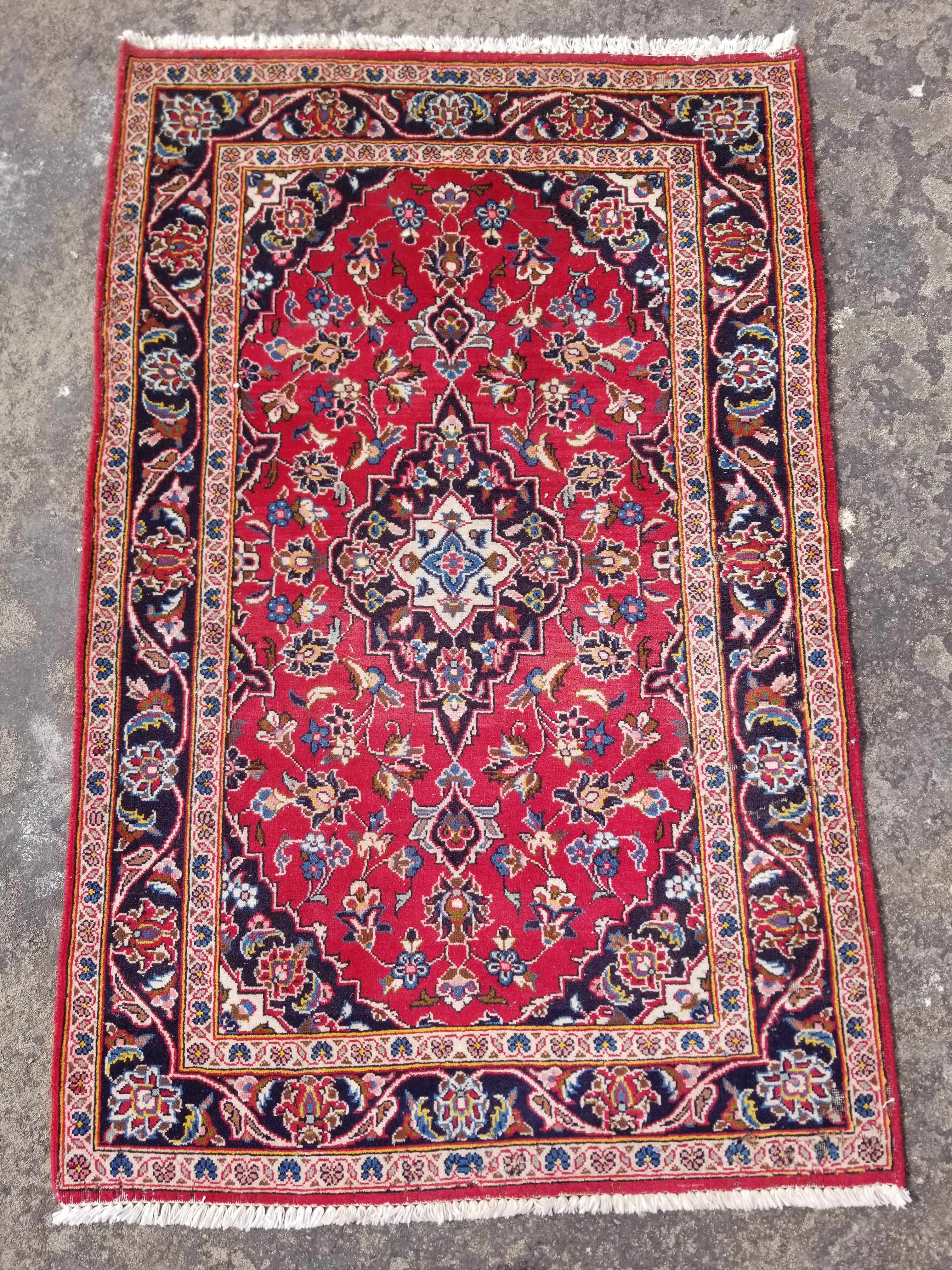 Vintage Traditional Handmade Oriental Wool Multicolor Rug 143x94cm
