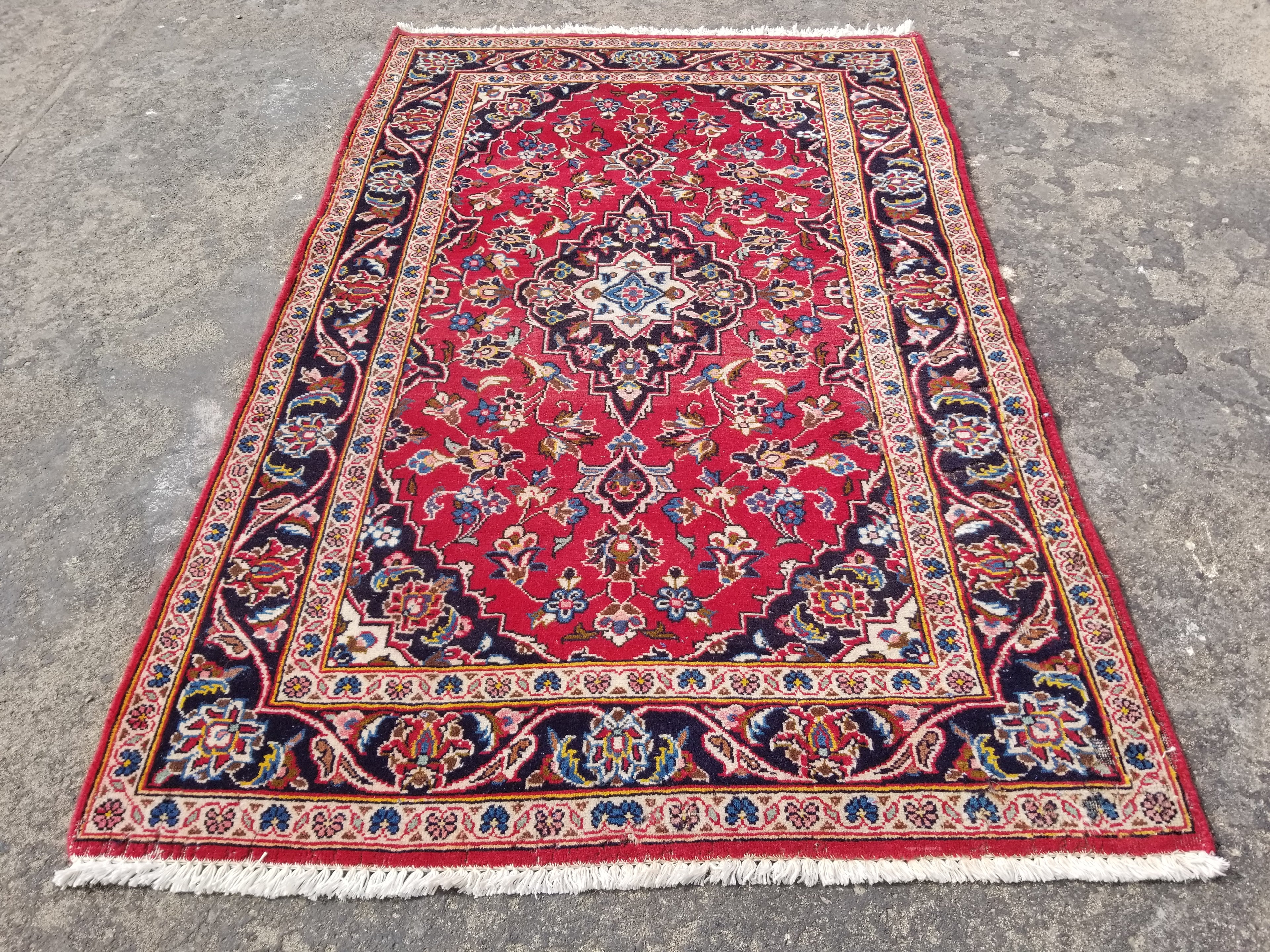 Vintage Traditional Handmade Oriental Wool Multicolor Rug 143x94cm