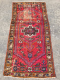 Distressed Vintage Traditional Handmade Heriz Pattern Wool Runner Rug 213x100cm