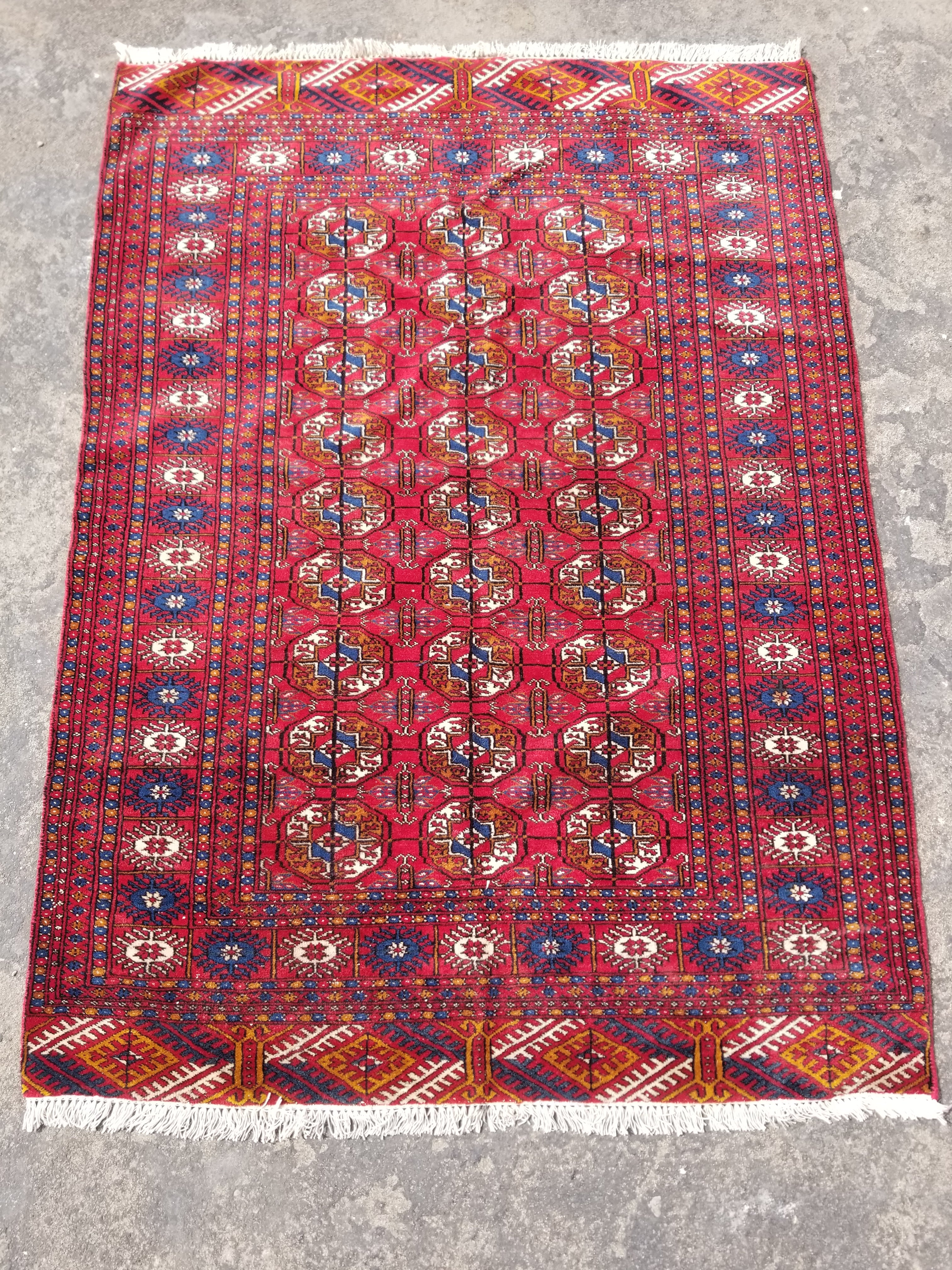 Vintage Traditional Handmade Turkoman Tekke Wool Multicolor Rug 167x121cm