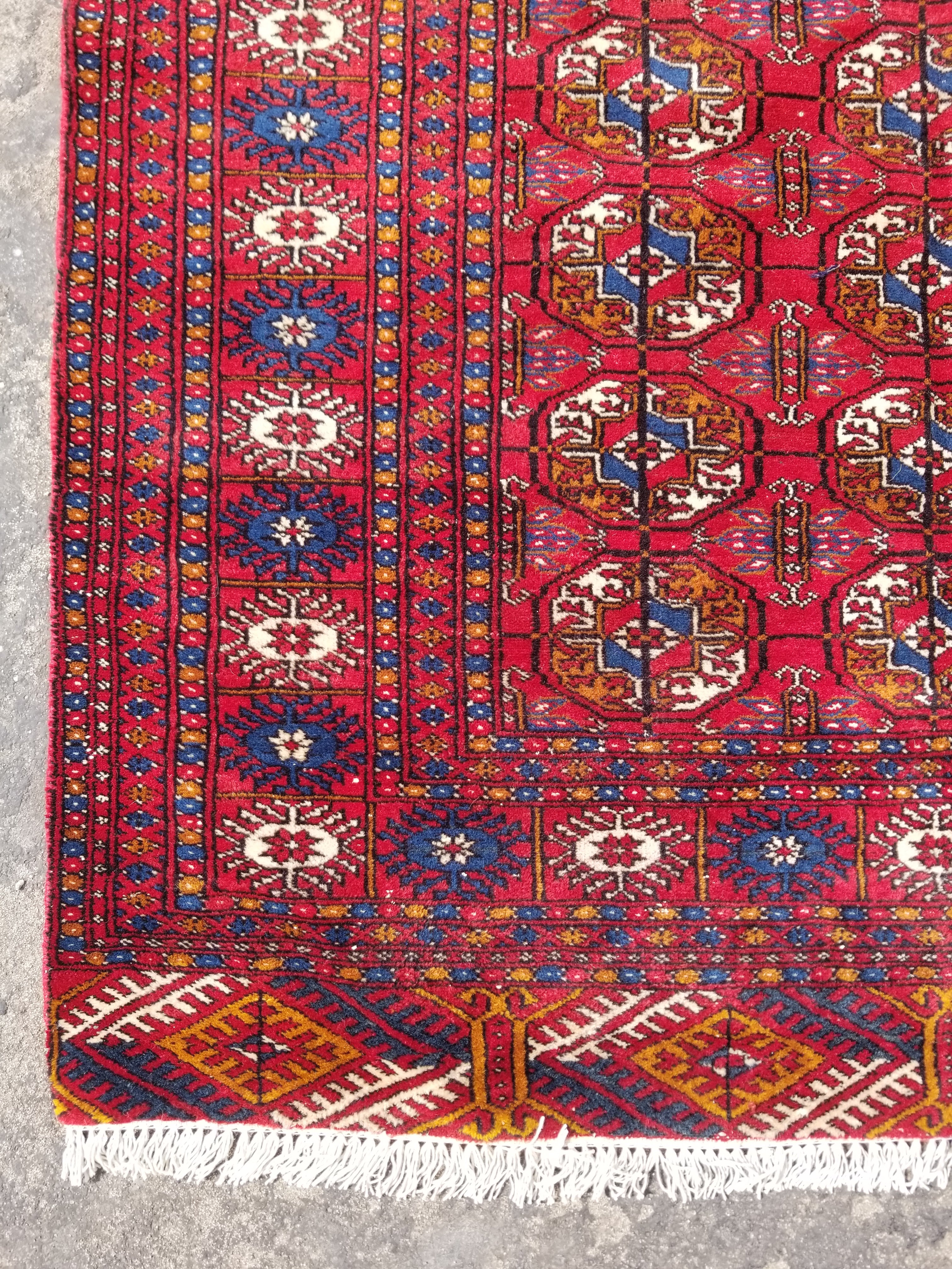 Vintage Traditional Handmade Turkoman Tekke Wool Multicolor Rug 167x121cm