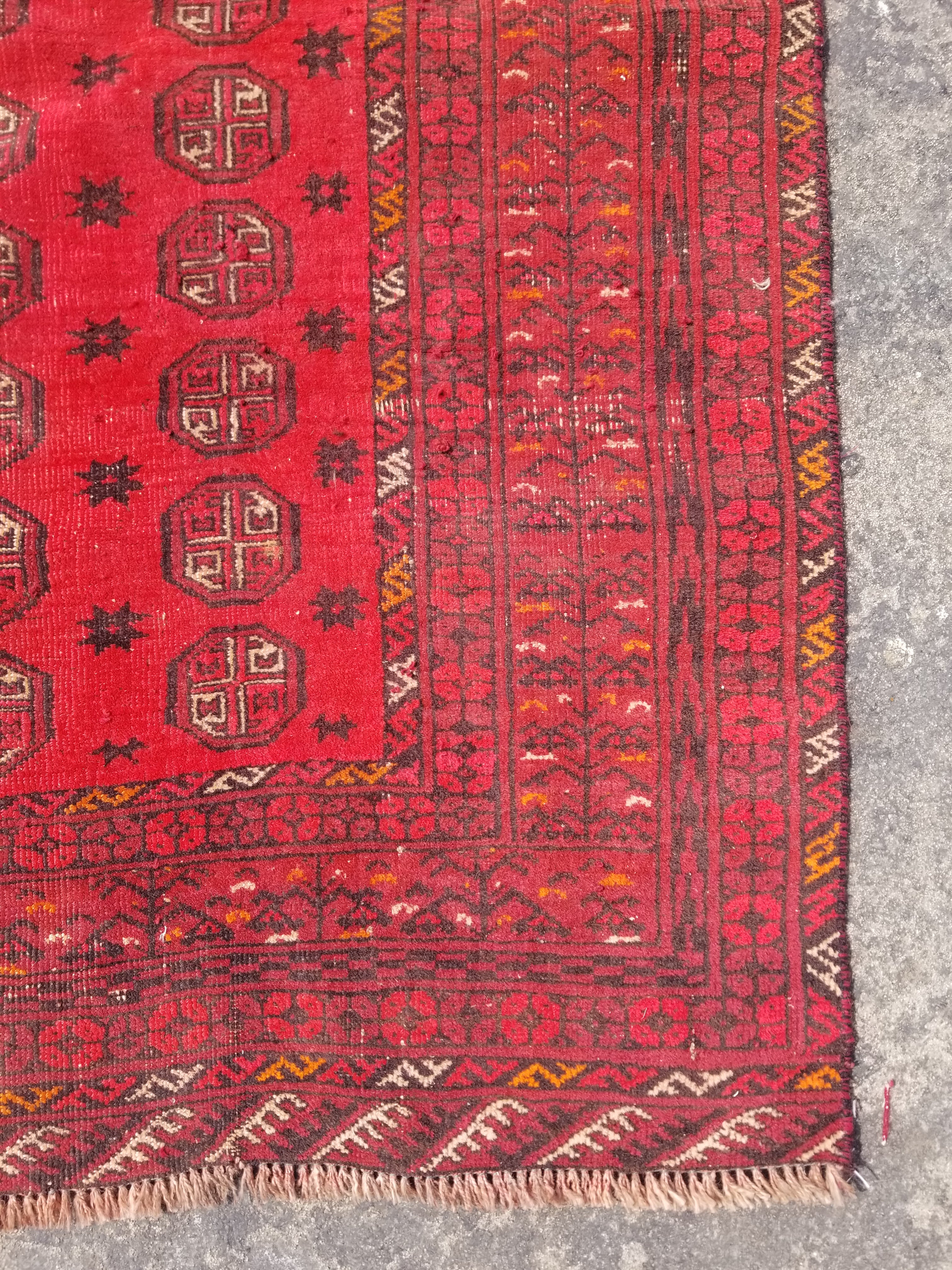 Vintage Traditional Handmade Afghan Turkman Bokhara Design Wool Rug 179x106cm