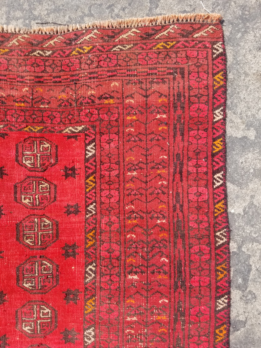Vintage Traditional Handmade Afghan Turkman Bokhara Design Wool Rug 179x106cm