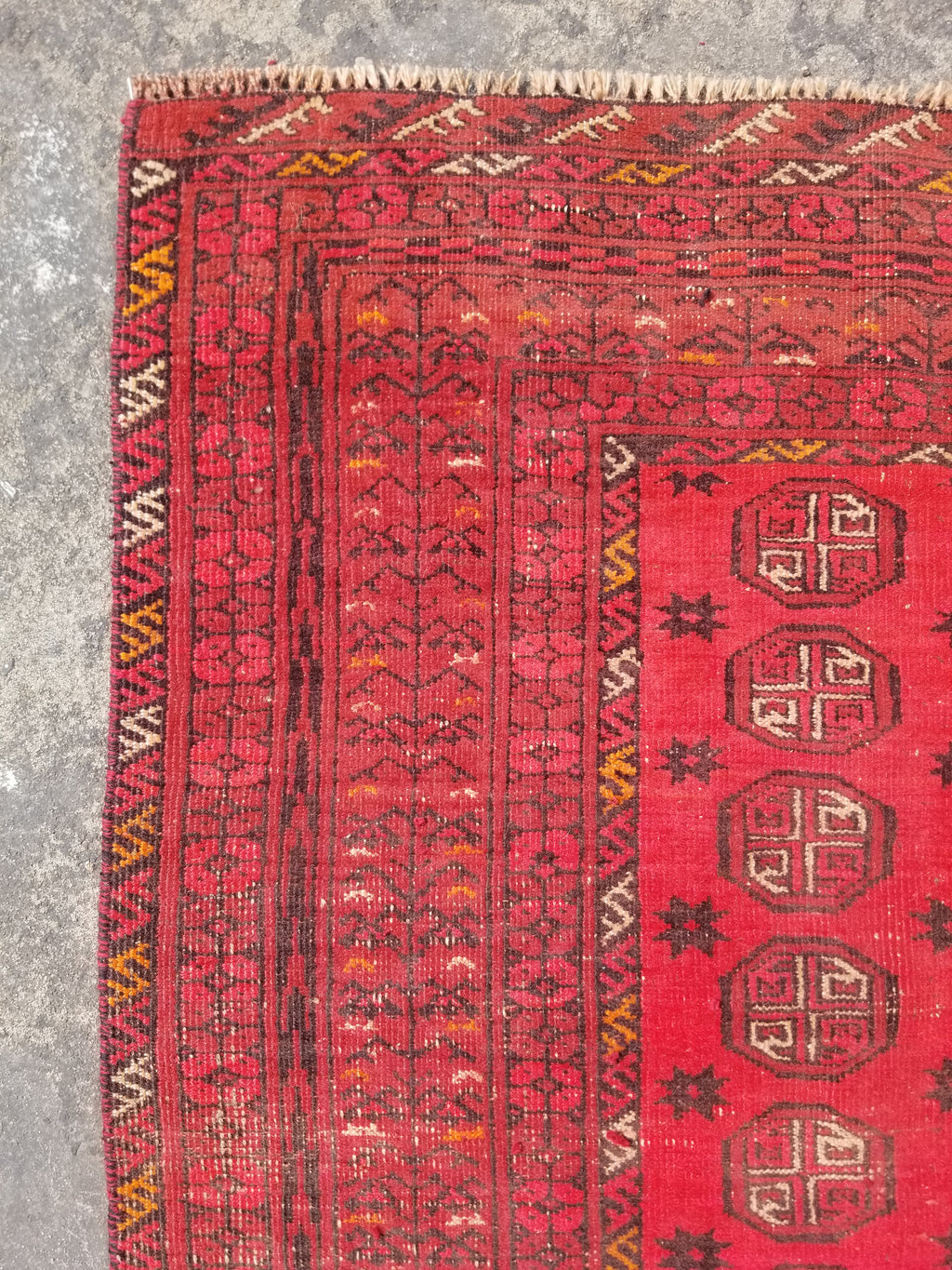 Vintage Traditional Handmade Afghan Turkman Bokhara Design Wool Rug 179x106cm