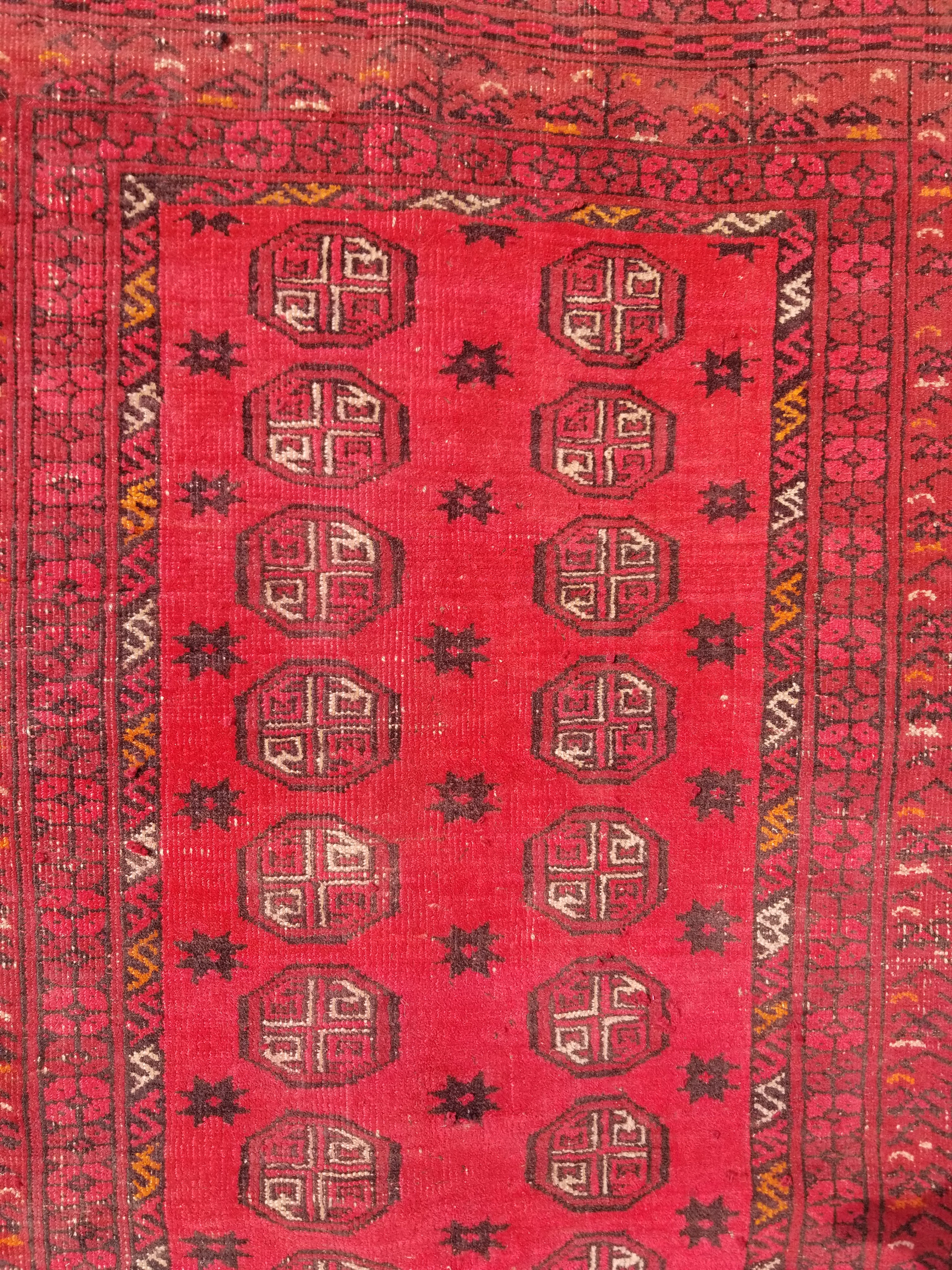 Vintage Traditional Handmade Afghan Turkman Bokhara Design Wool Rug 179x106cm