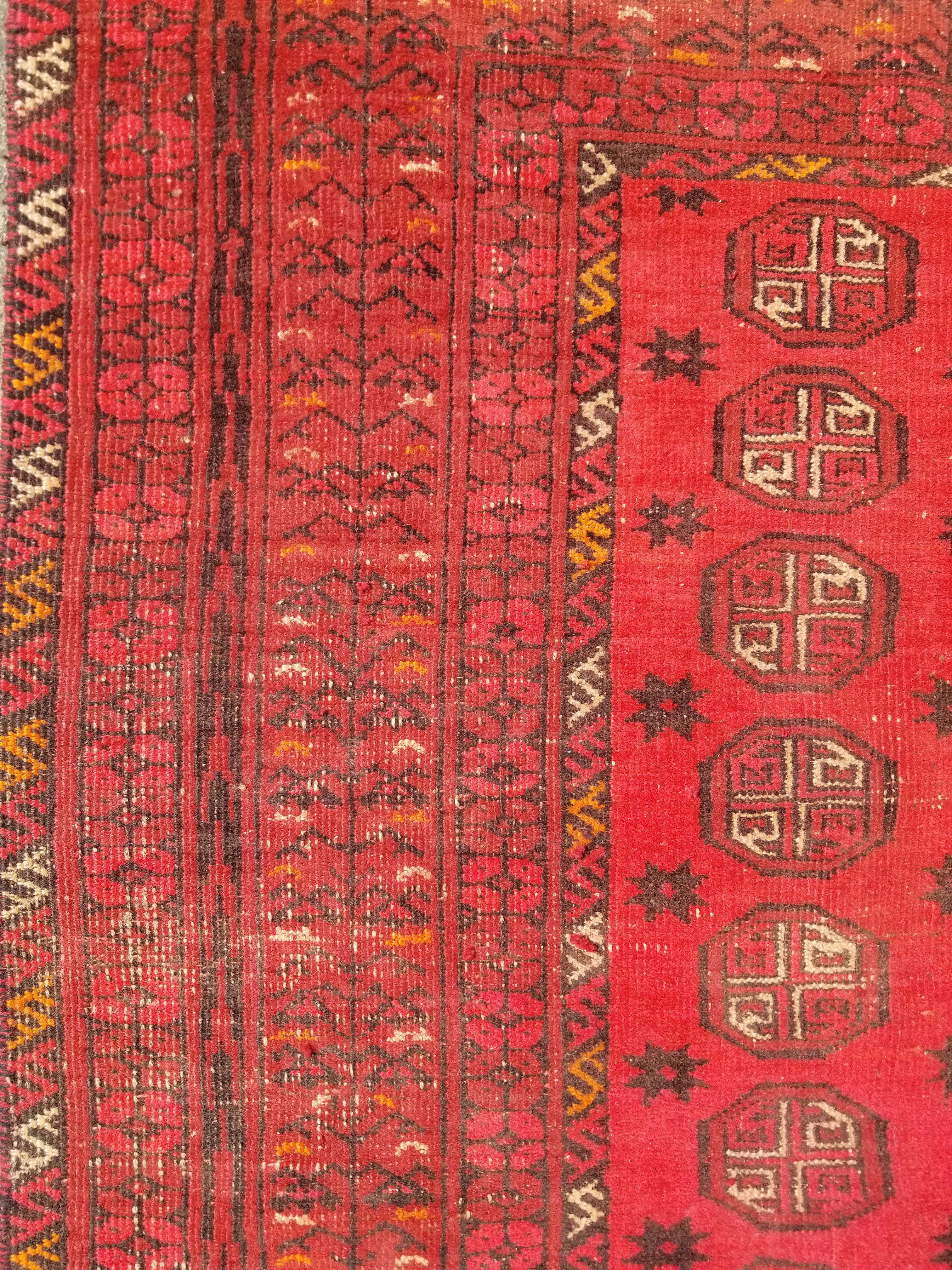 Vintage Traditional Handmade Afghan Turkman Bokhara Design Wool Rug 179x106cm