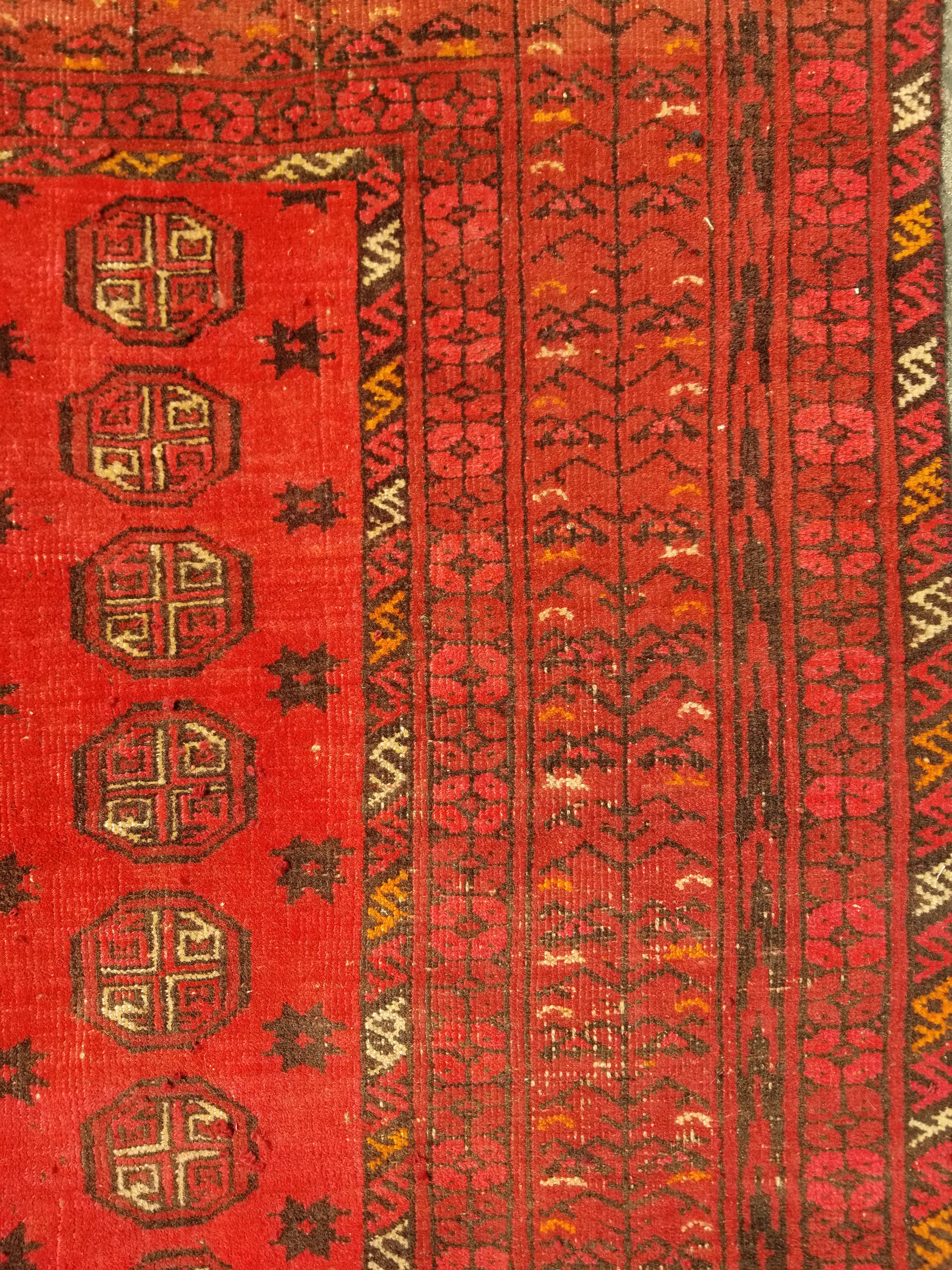 Vintage Traditional Handmade Afghan Turkman Bokhara Design Wool Rug 179x106cm
