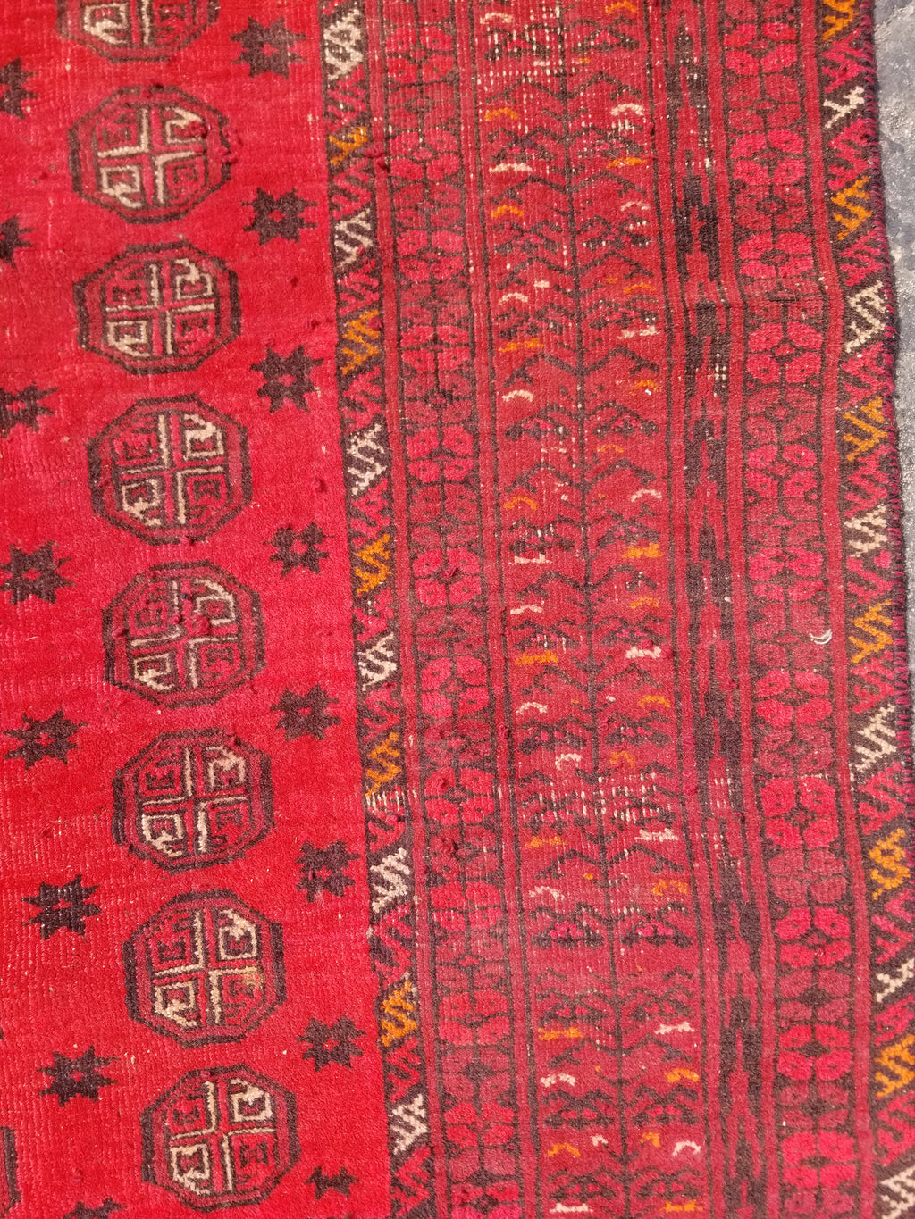 Vintage Traditional Handmade Afghan Turkman Bokhara Design Wool Rug 179x106cm