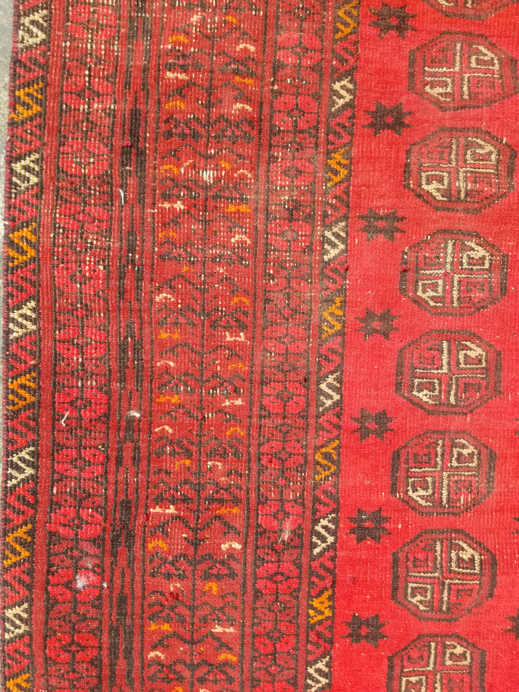 Vintage Traditional Handmade Afghan Turkman Bokhara Design Wool Rug 179x106cm