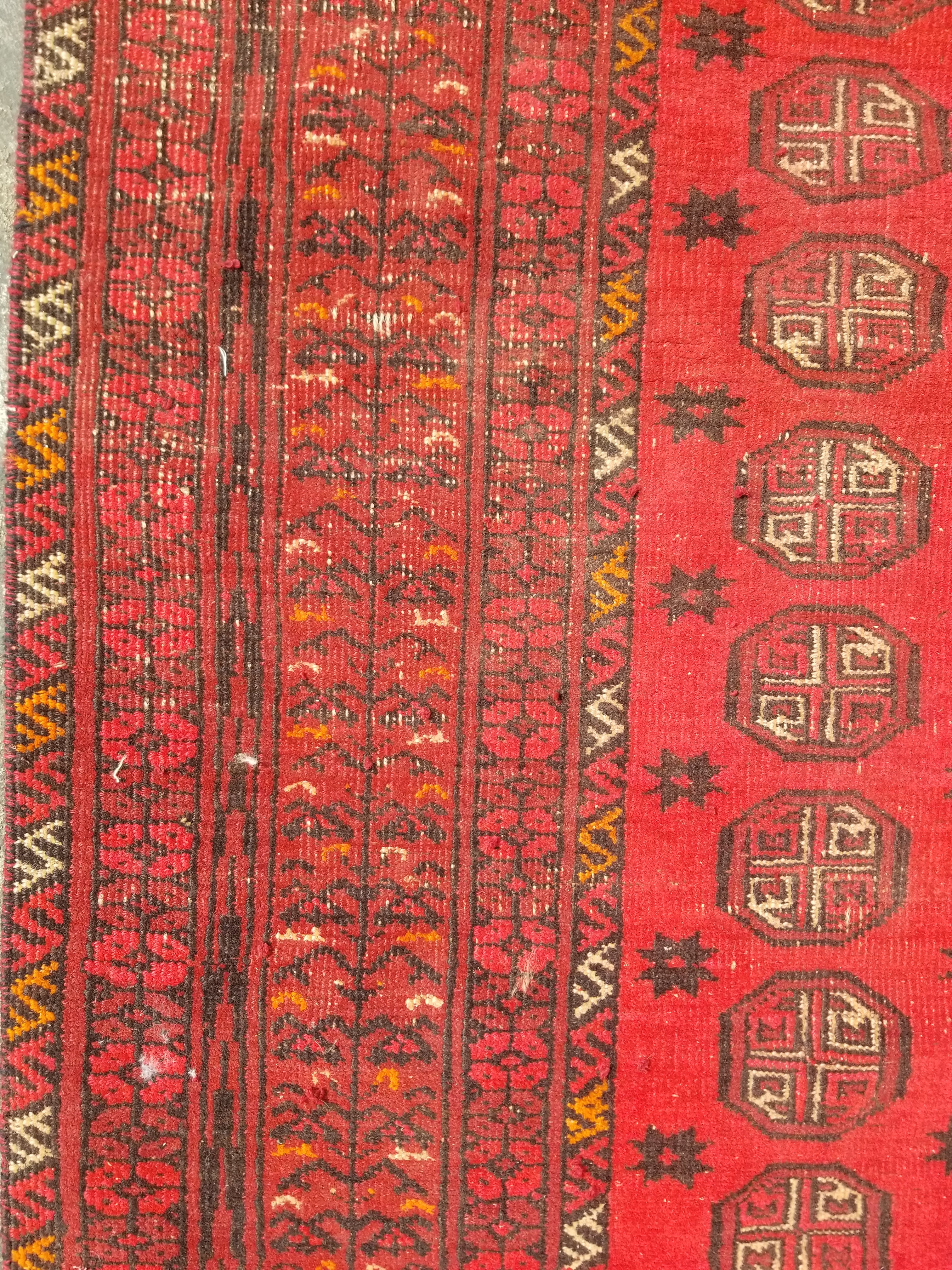 Vintage Traditional Handmade Afghan Turkman Bokhara Design Wool Rug 179x106cm